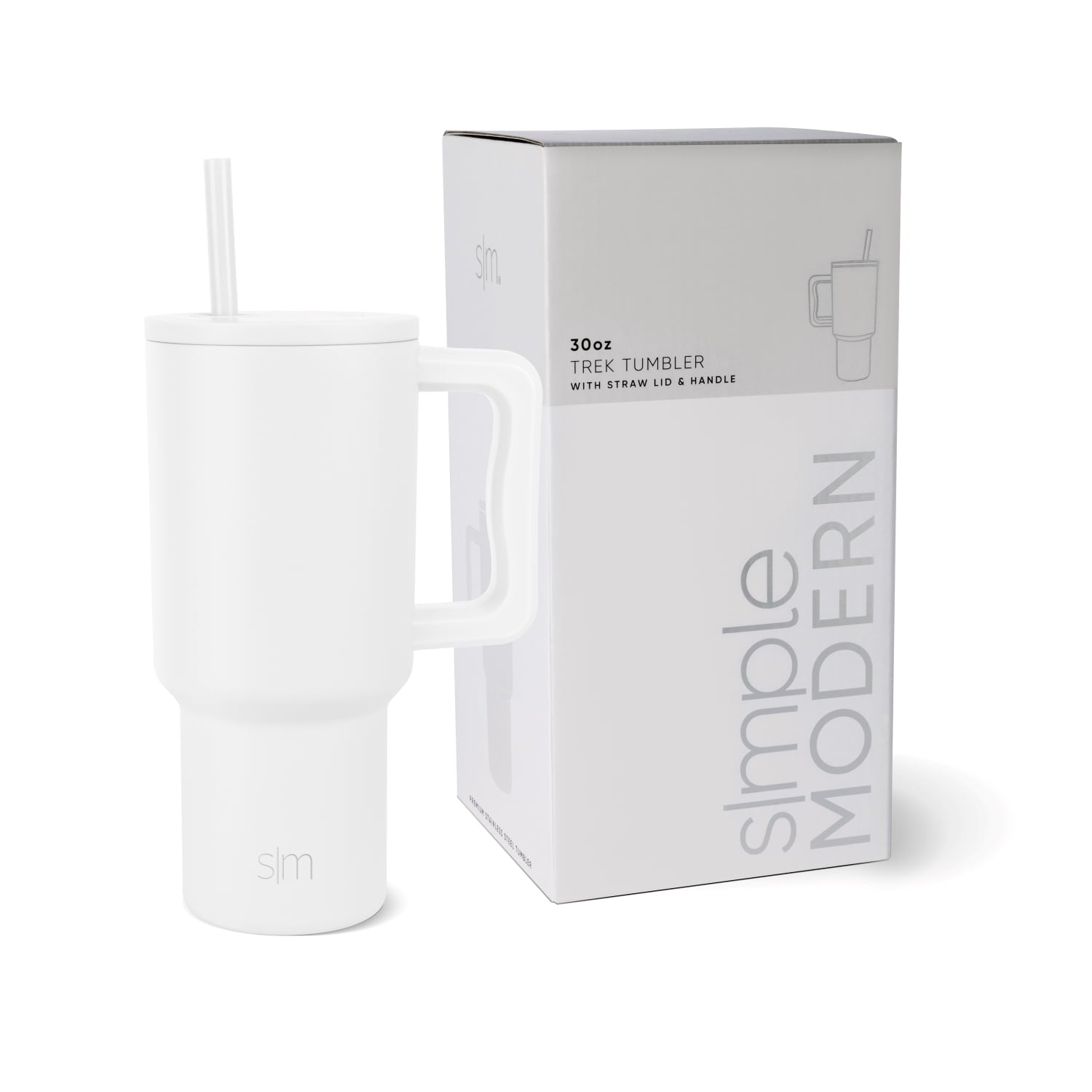 Simple Modern 30 fl oz Insulated Stainless Steel Trek Tumbler with Straw Lid | Cream Leopard C408K