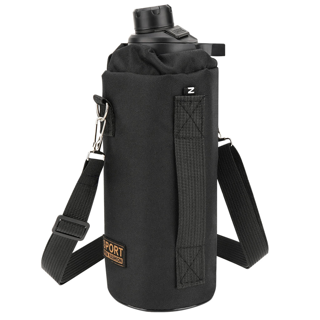 Linkidea Sports Water Bottle Carrier with Strap Compatible with Nalgene Sustain Tritan 48oz, CamelBak Chute Mag 50oz, Thick Waterbottle Cooler Bag Holder Shoulder Strap, Black C216P