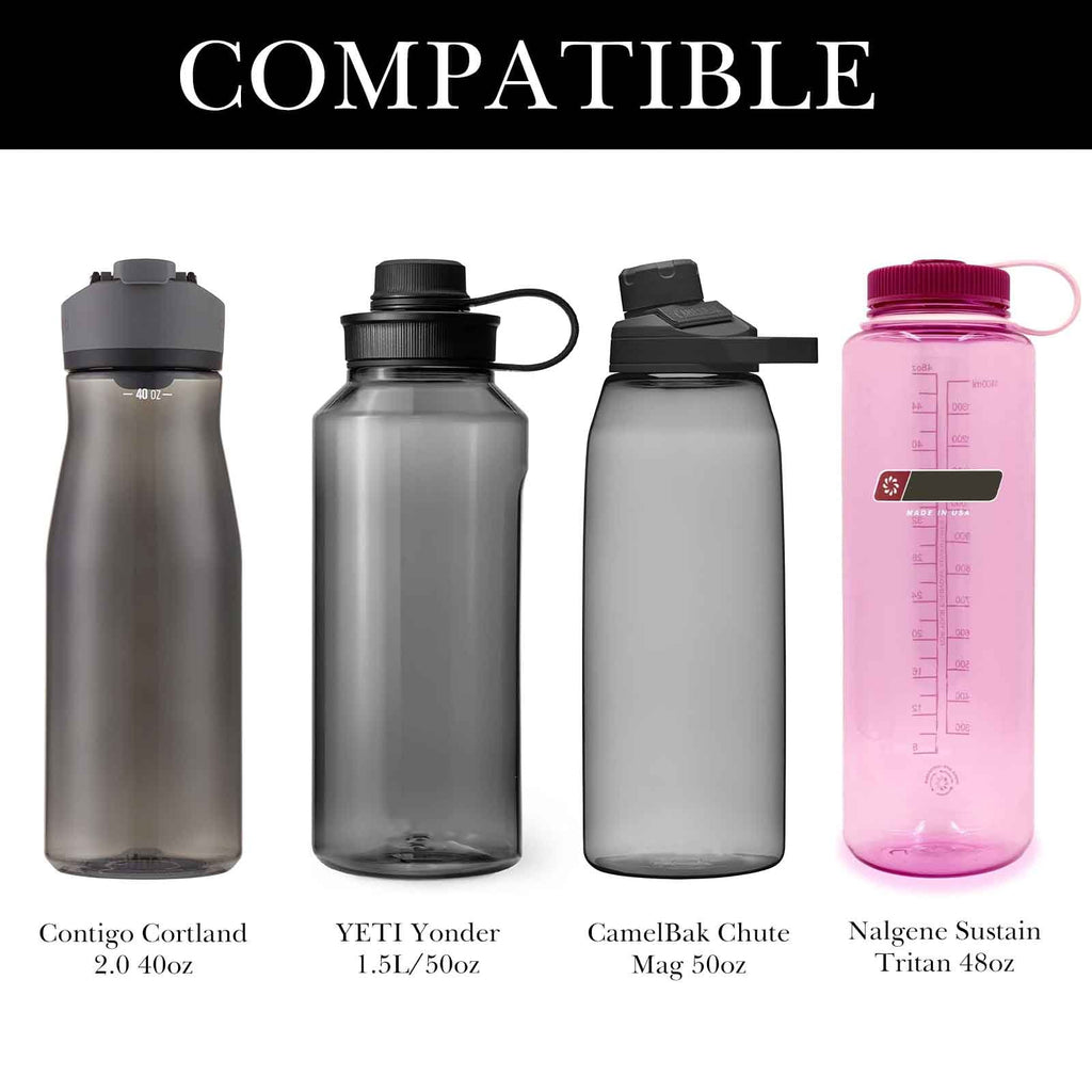 Linkidea Sports Water Bottle Carrier with Strap Compatible with Nalgene Sustain Tritan 48oz, CamelBak Chute Mag 50oz, Thick Waterbottle Cooler Bag Holder Shoulder Strap, Black C216P