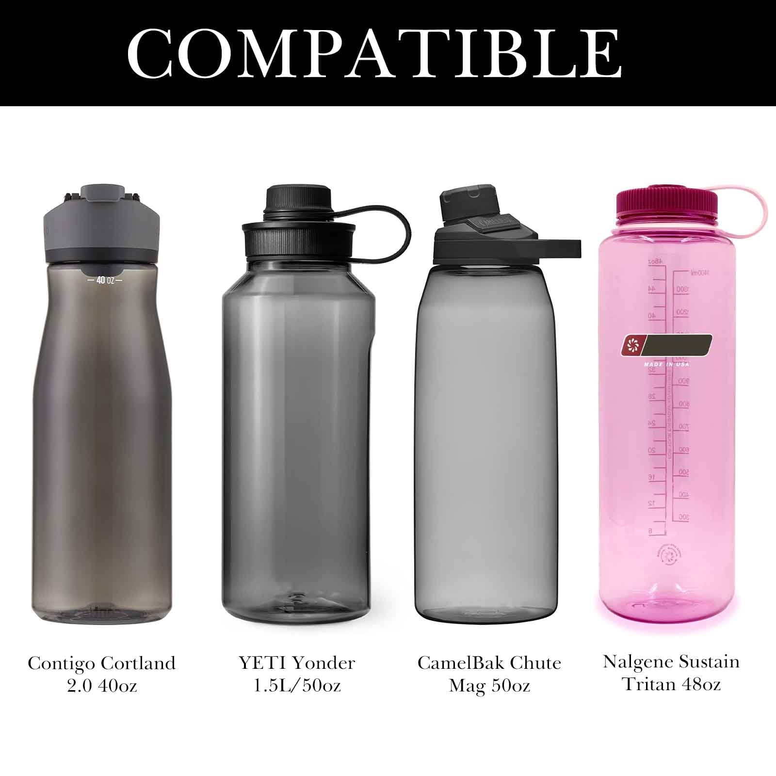 Linkidea Sports Water Bottle Carrier with Strap Compatible with Nalgene Sustain Tritan 48oz, CamelBak Chute Mag 50oz, Thick Waterbottle Cooler Bag Holder Shoulder Strap, Black C216P
