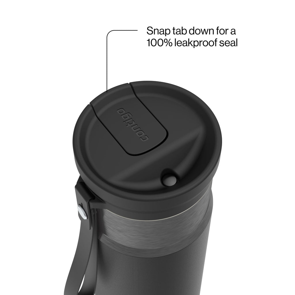 Contigo SnapSeal Leakproof Stainless Steel Reusable Water Bottle with Carrying Strap, Dark Blue/Bronze, 24 oz C024V