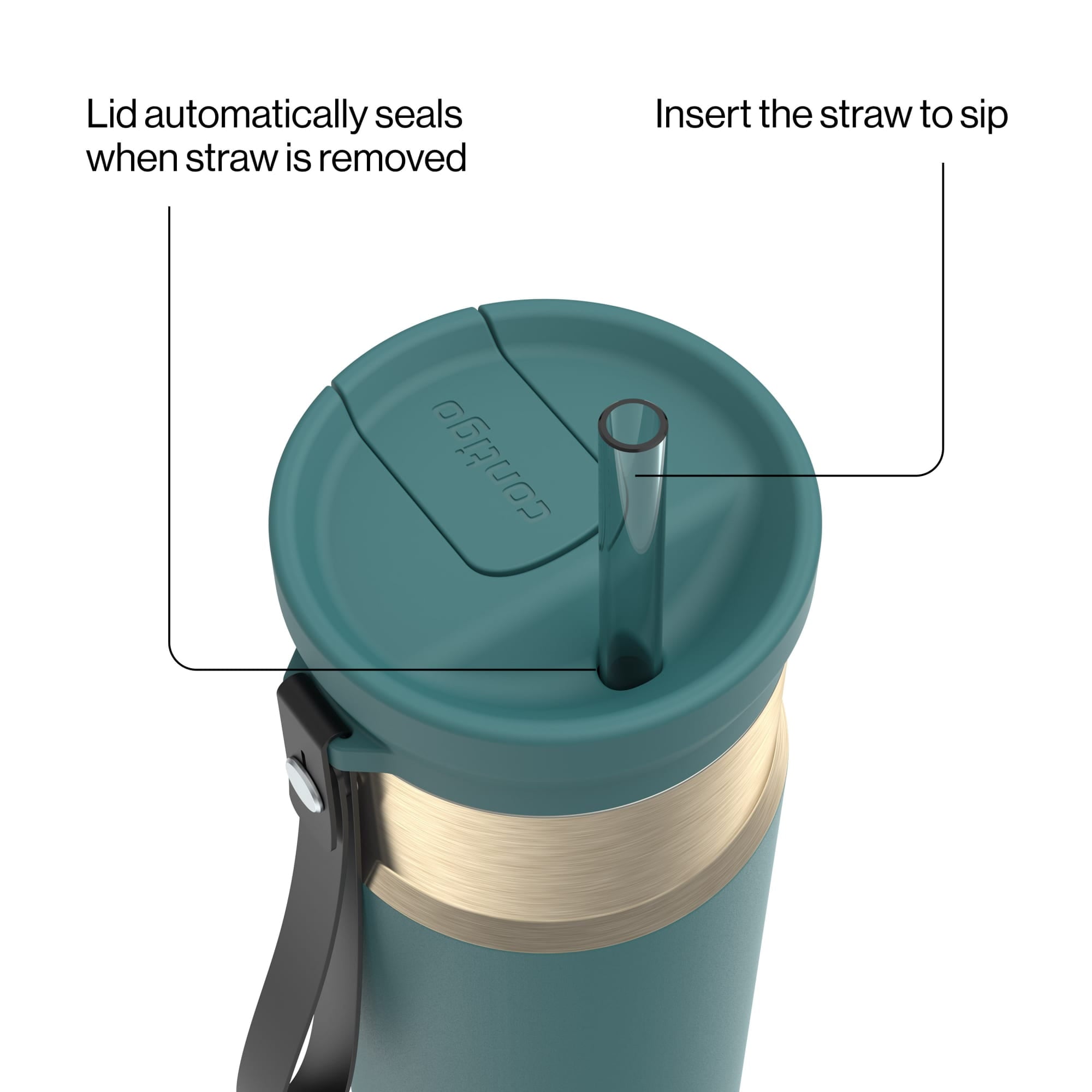 Contigo SnapSeal Leakproof Stainless Steel Reusable Water Bottle with Carrying Strap, Dark Blue/Bronze, 24 oz C024V
