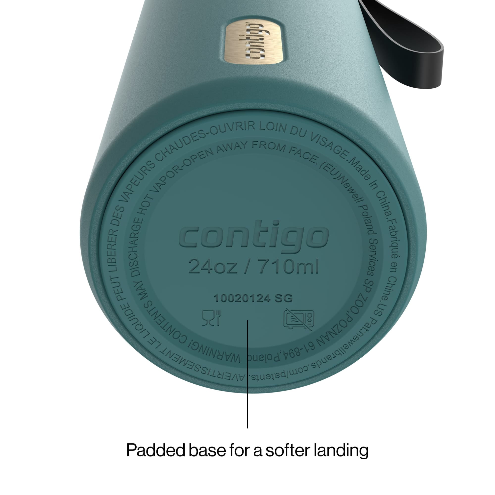Contigo SnapSeal Leakproof Stainless Steel Reusable Water Bottle with Carrying Strap, Dark Blue/Bronze, 24 oz C024V