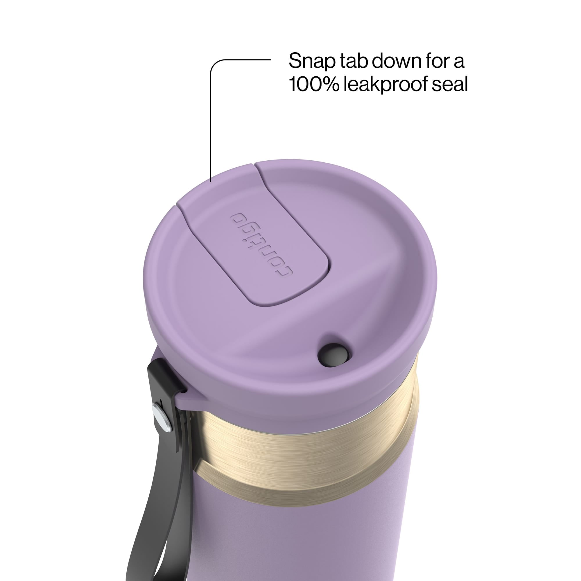 Contigo SnapSeal Leakproof Stainless Steel Reusable Water Bottle with Carrying Strap, Dark Blue/Bronze, 24 oz C024V