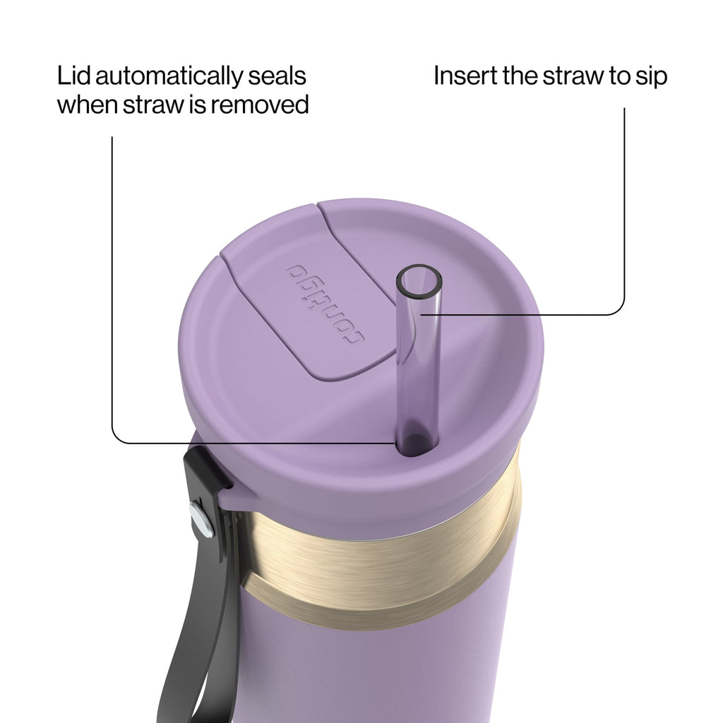 Contigo SnapSeal Leakproof Stainless Steel Reusable Water Bottle with Carrying Strap, Dark Blue/Bronze, 24 oz C024V