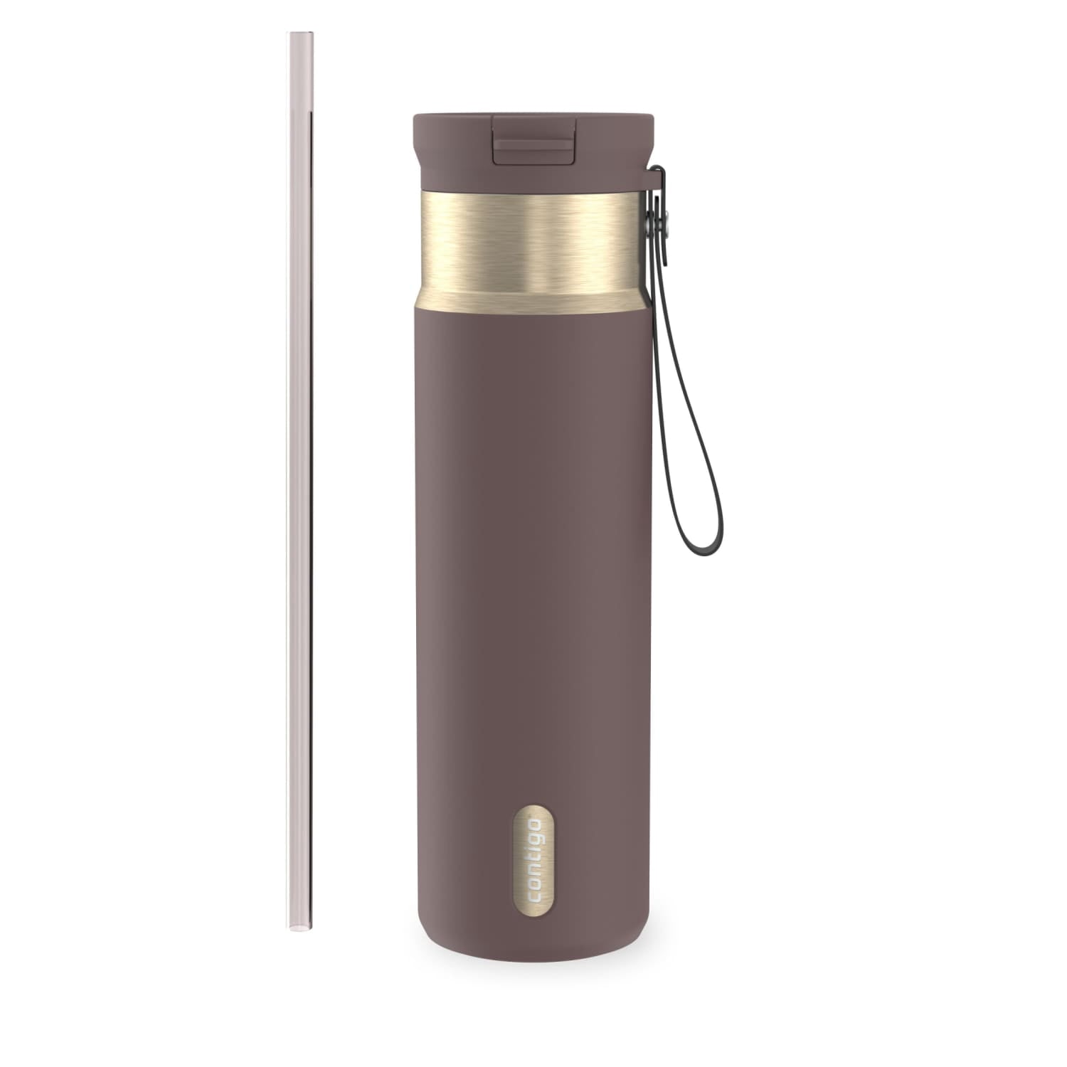 Contigo SnapSeal Leakproof Stainless Steel Reusable Water Bottle with Carrying Strap, Dark Blue/Bronze, 24 oz C024V
