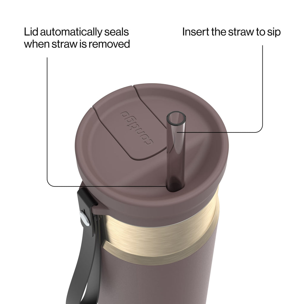 Contigo SnapSeal Leakproof Stainless Steel Reusable Water Bottle with Carrying Strap, Dark Blue/Bronze, 24 oz C024V