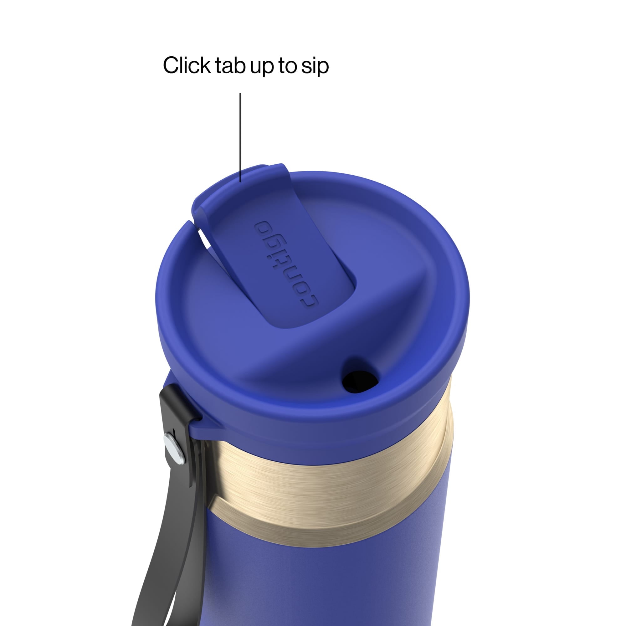 Contigo SnapSeal Leakproof Stainless Steel Reusable Water Bottle with Carrying Strap, Dark Blue/Bronze, 24 oz C024V