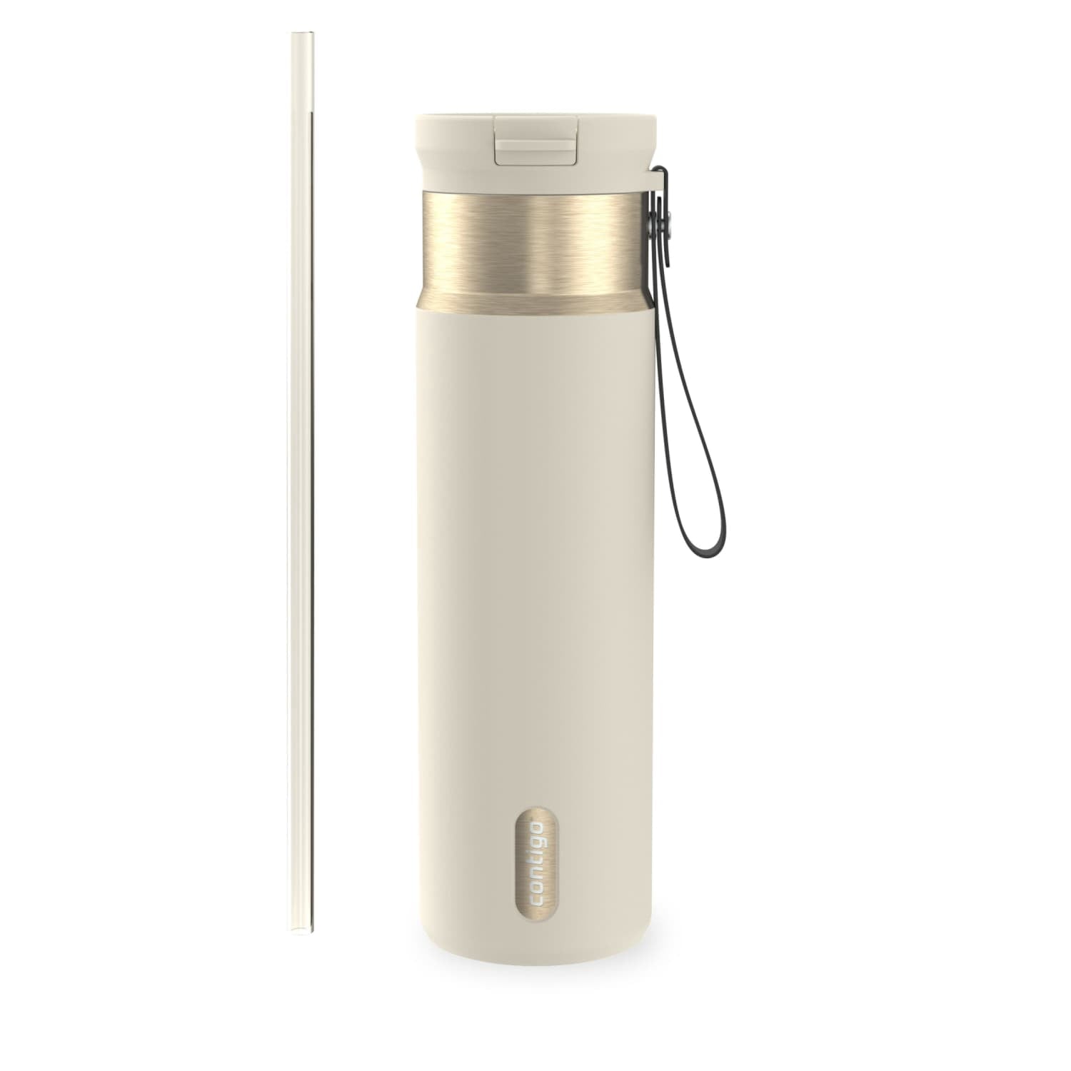 Contigo SnapSeal Leakproof Stainless Steel Reusable Water Bottle with Carrying Strap, Dark Blue/Bronze, 24 oz C024V