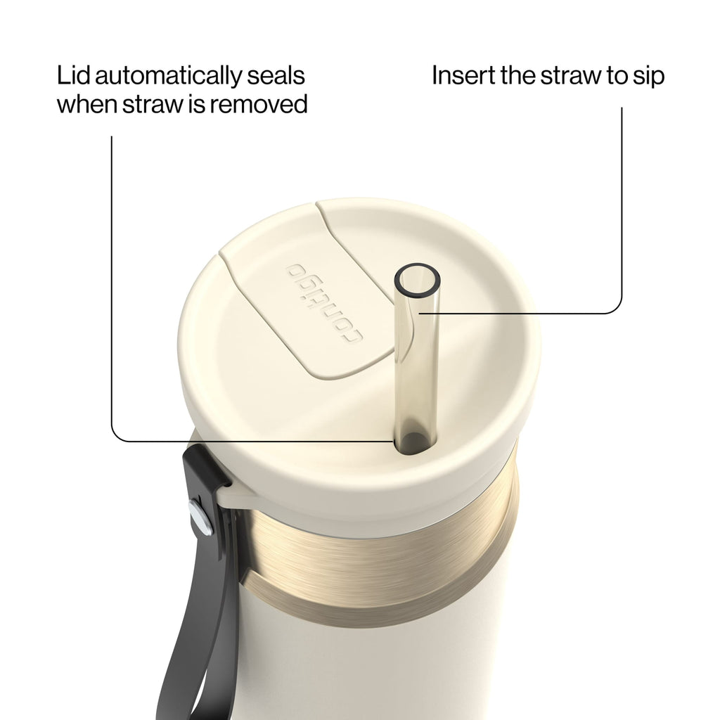 Contigo SnapSeal Leakproof Stainless Steel Reusable Water Bottle with Carrying Strap, Dark Blue/Bronze, 24 oz C024V