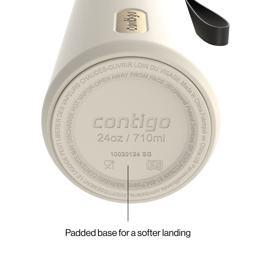 Contigo SnapSeal Leakproof Stainless Steel Reusable Water Bottle with Carrying Strap, Dark Blue/Bronze, 24 oz C024V