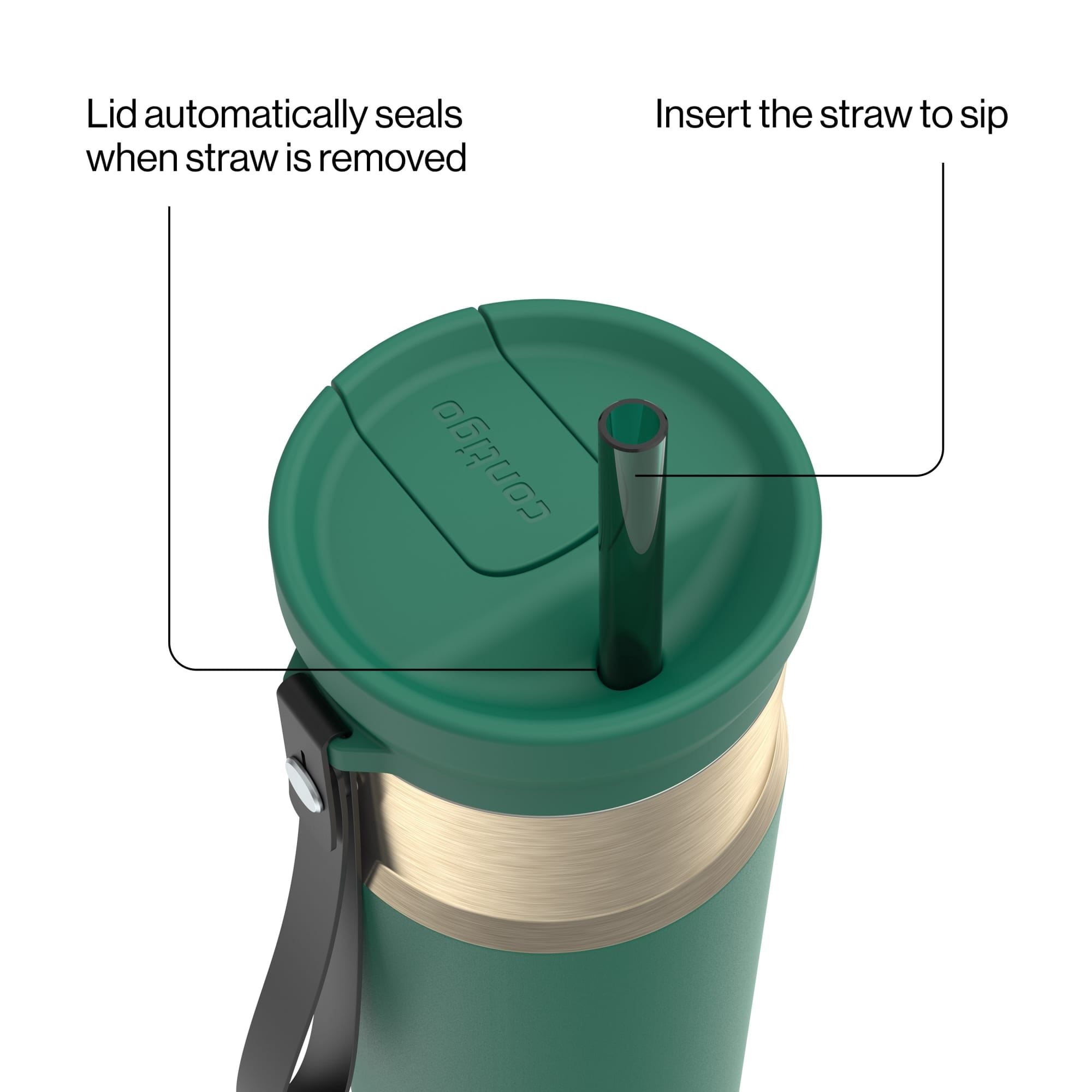 Contigo SnapSeal Leakproof Stainless Steel Reusable Water Bottle with Carrying Strap, Dark Blue/Bronze, 24 oz C024V