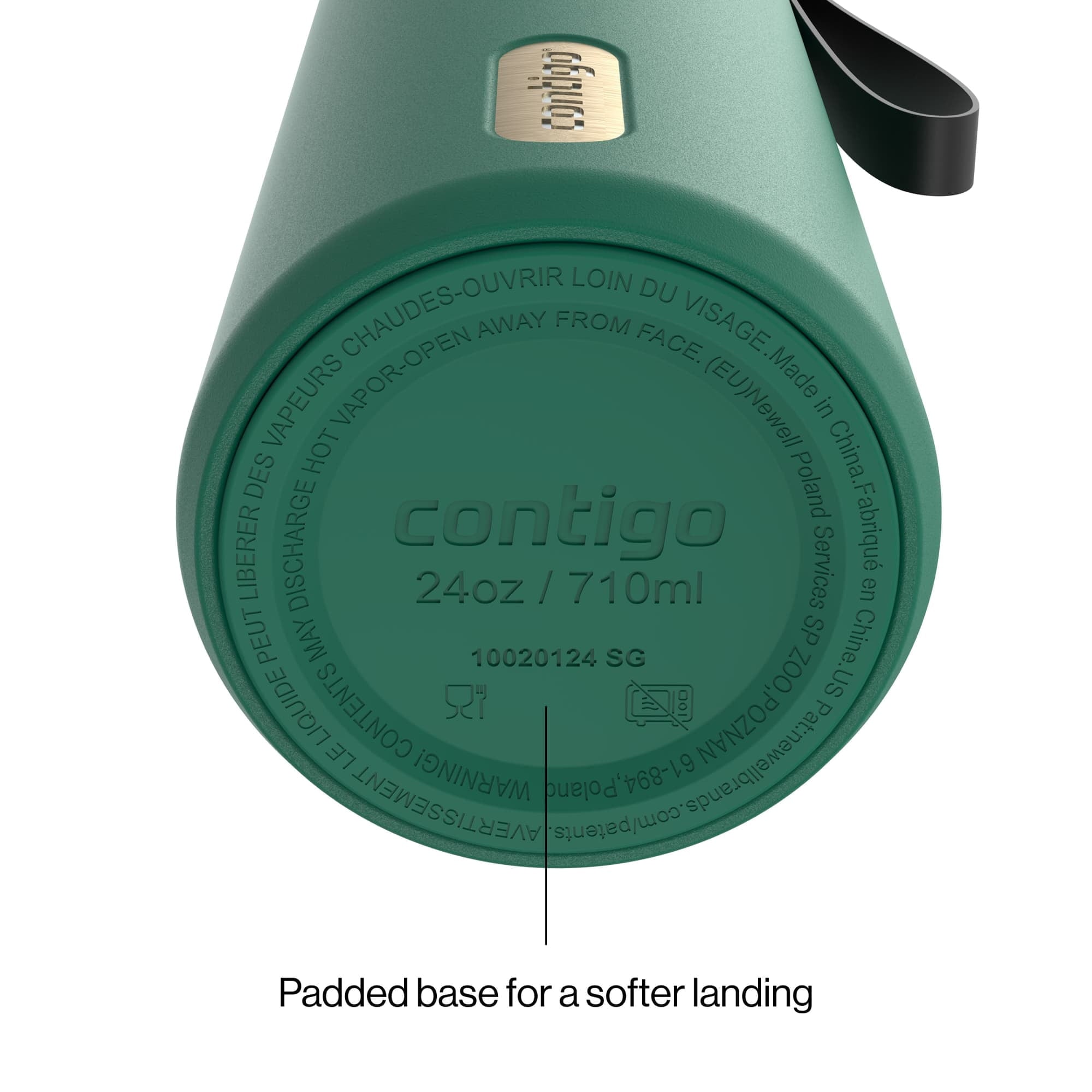 Contigo SnapSeal Leakproof Stainless Steel Reusable Water Bottle with Carrying Strap, Dark Blue/Bronze, 24 oz C024V