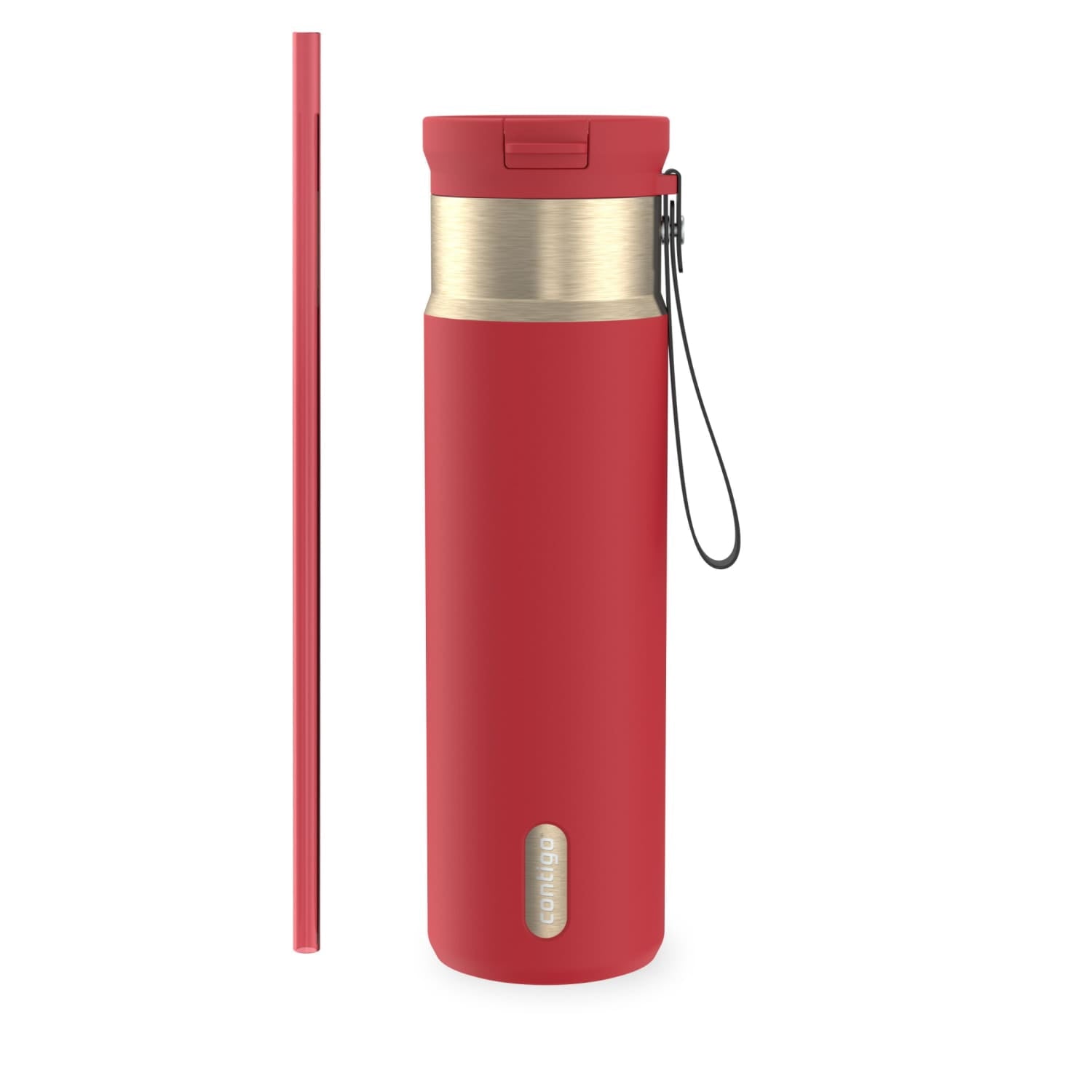 Contigo SnapSeal Leakproof Stainless Steel Reusable Water Bottle with Carrying Strap, Dark Blue/Bronze, 24 oz C024V