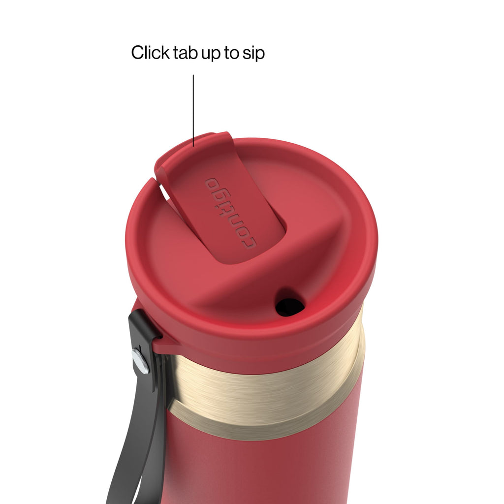 Contigo SnapSeal Leakproof Stainless Steel Reusable Water Bottle with Carrying Strap, Dark Blue/Bronze, 24 oz C024V