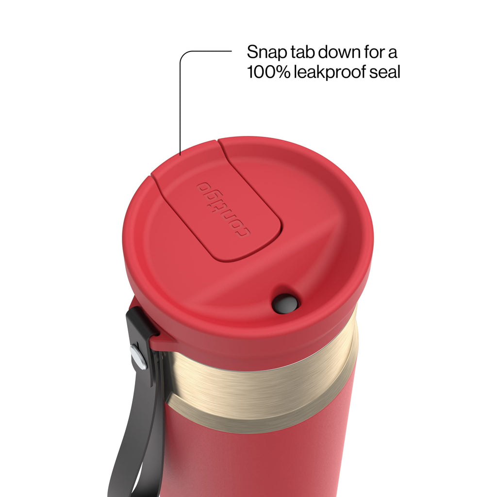 Contigo SnapSeal Leakproof Stainless Steel Reusable Water Bottle with Carrying Strap, Dark Blue/Bronze, 24 oz C024V