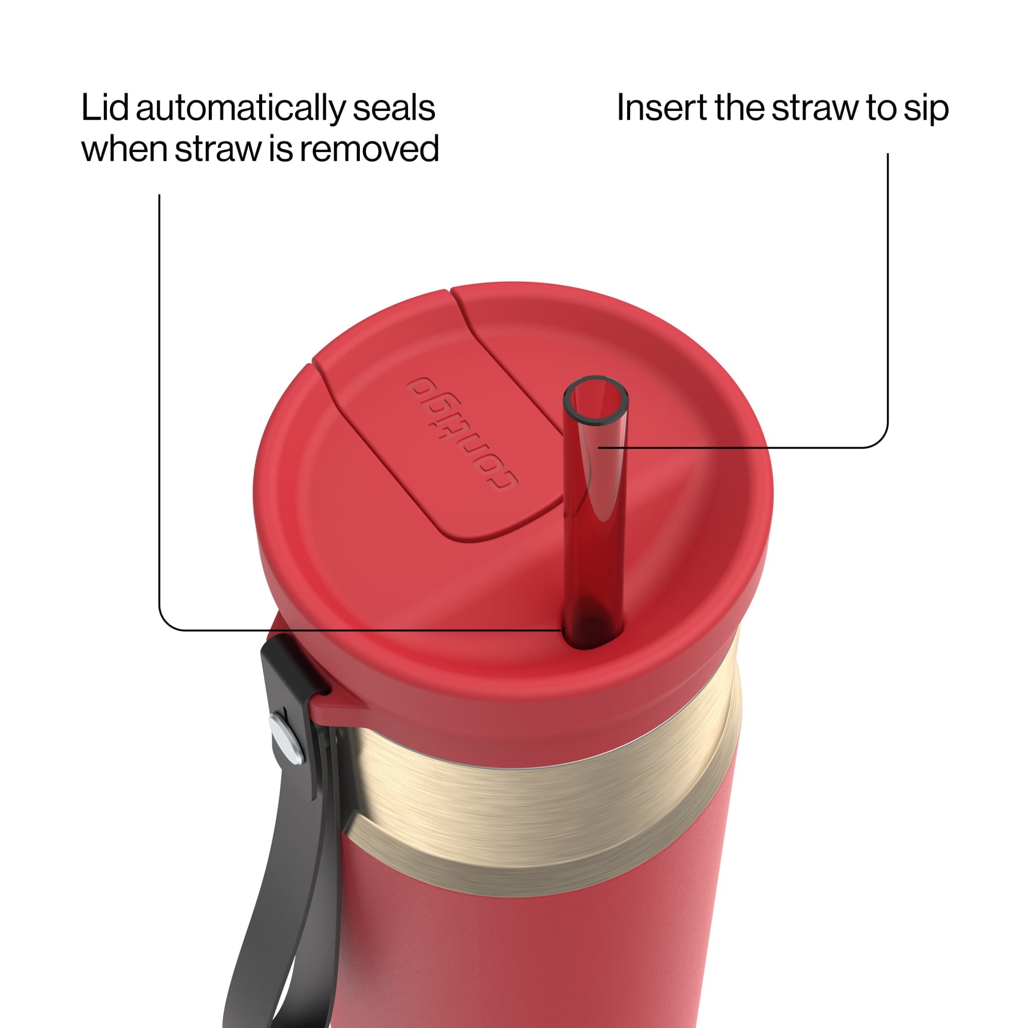 Contigo SnapSeal Leakproof Stainless Steel Reusable Water Bottle with Carrying Strap, Dark Blue/Bronze, 24 oz C024V