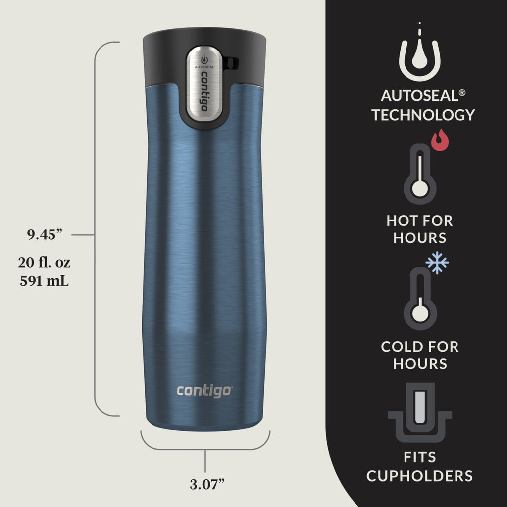 Contigo AUTOSEAL West Loop Vacuum-Insulated Stainless Steel Travel Mug with Easy-Clean Lid, 20 oz C006Z