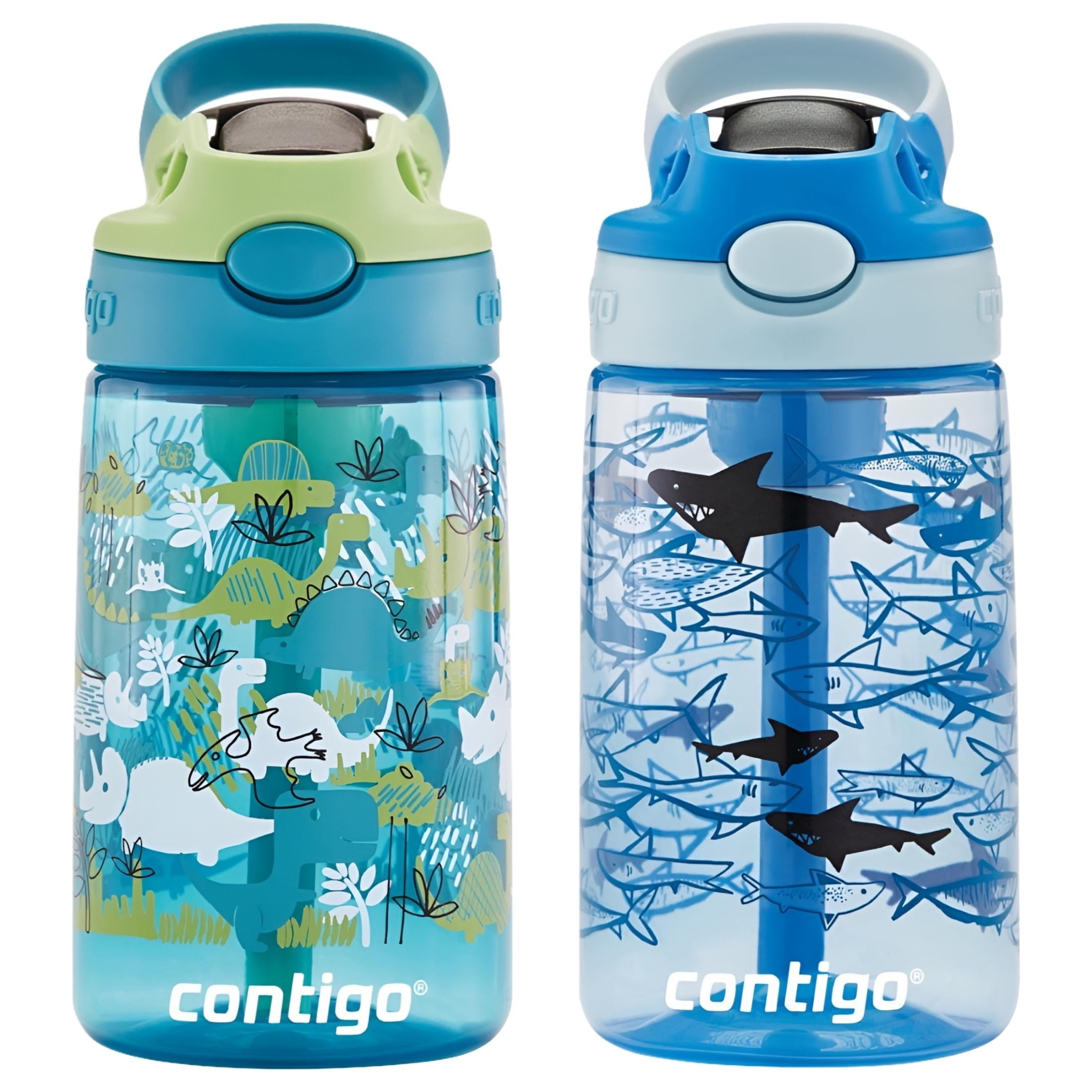 Contigo Kids 2-Pack Straw Water Bottle, 14 oz - Dinos/Sharks C057P