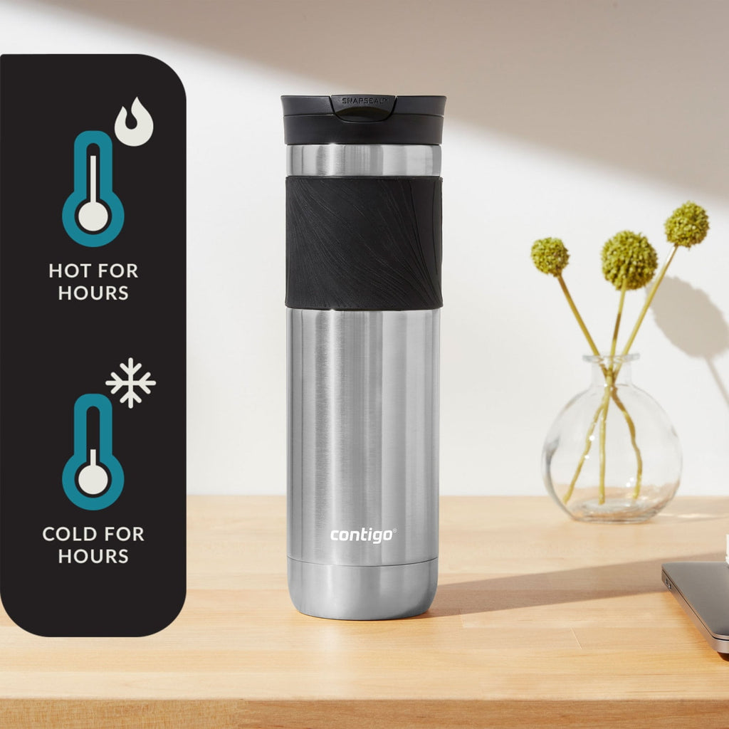 Contigo Byron 2.0 Stainless Steel Travel Mug with SNAPSEAL Lid and Grip in Black, 24 fl oz. C002L