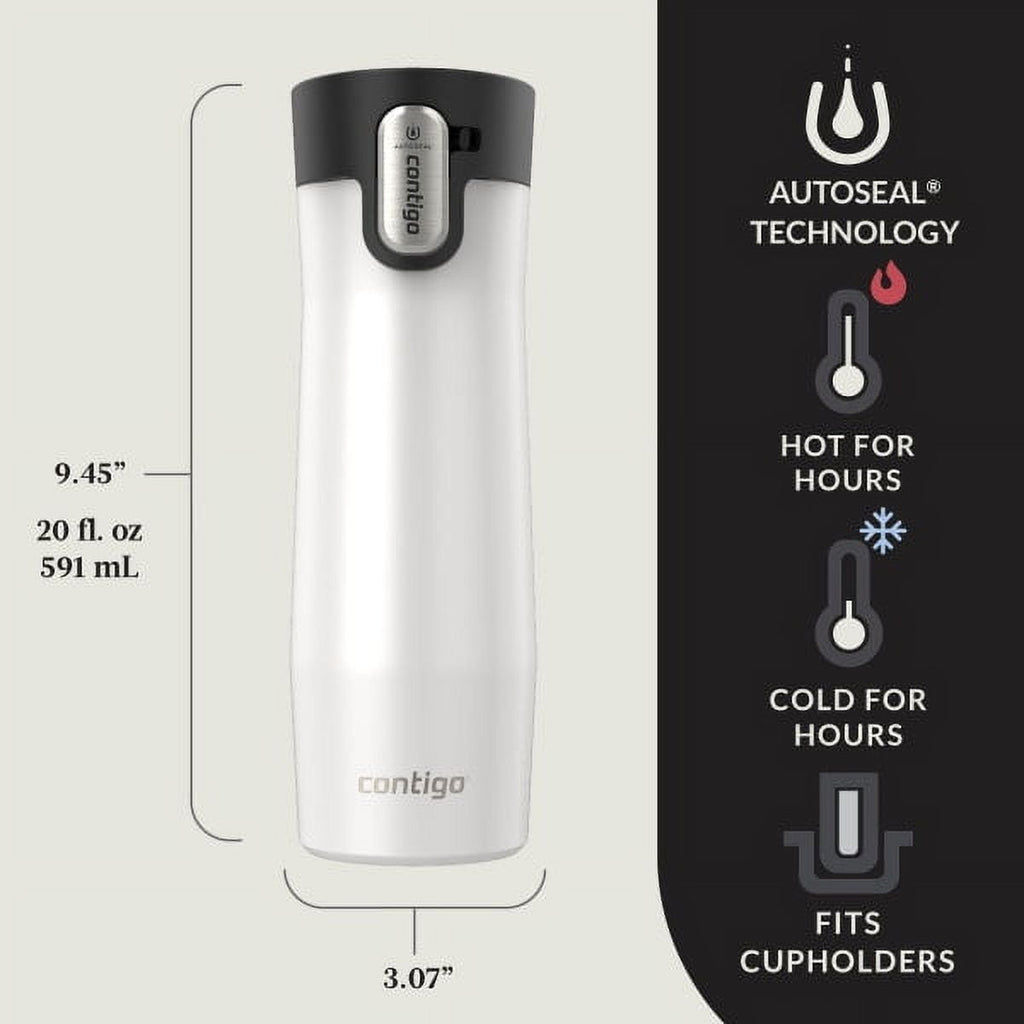Contigo AUTOSEAL West Loop Vacuum-Insulated Stainless Steel Travel Mug with Easy-Clean Lid, 20 oz, Crystal Lakeside &amp; Crystal Agave, 2-Pack C009X