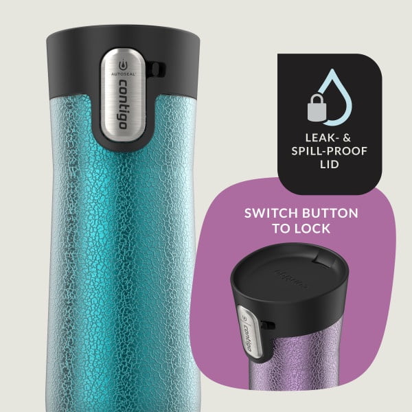 Contigo AUTOSEAL West Loop Vacuum-Insulated Stainless Steel Travel Mug with Easy-Clean Lid, 20 oz, Crystal Lakeside &amp; Crystal Agave, 2-Pack C009X