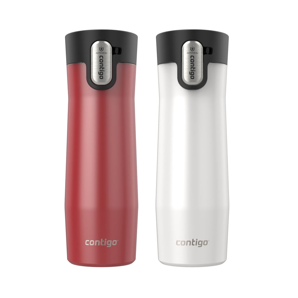 Contigo AUTOSEAL West Loop Vacuum-Insulated Stainless Steel Travel Mug with Easy-Clean Lid, 20 oz, Crystal Lakeside &amp; Crystal Agave, 2-Pack C009X