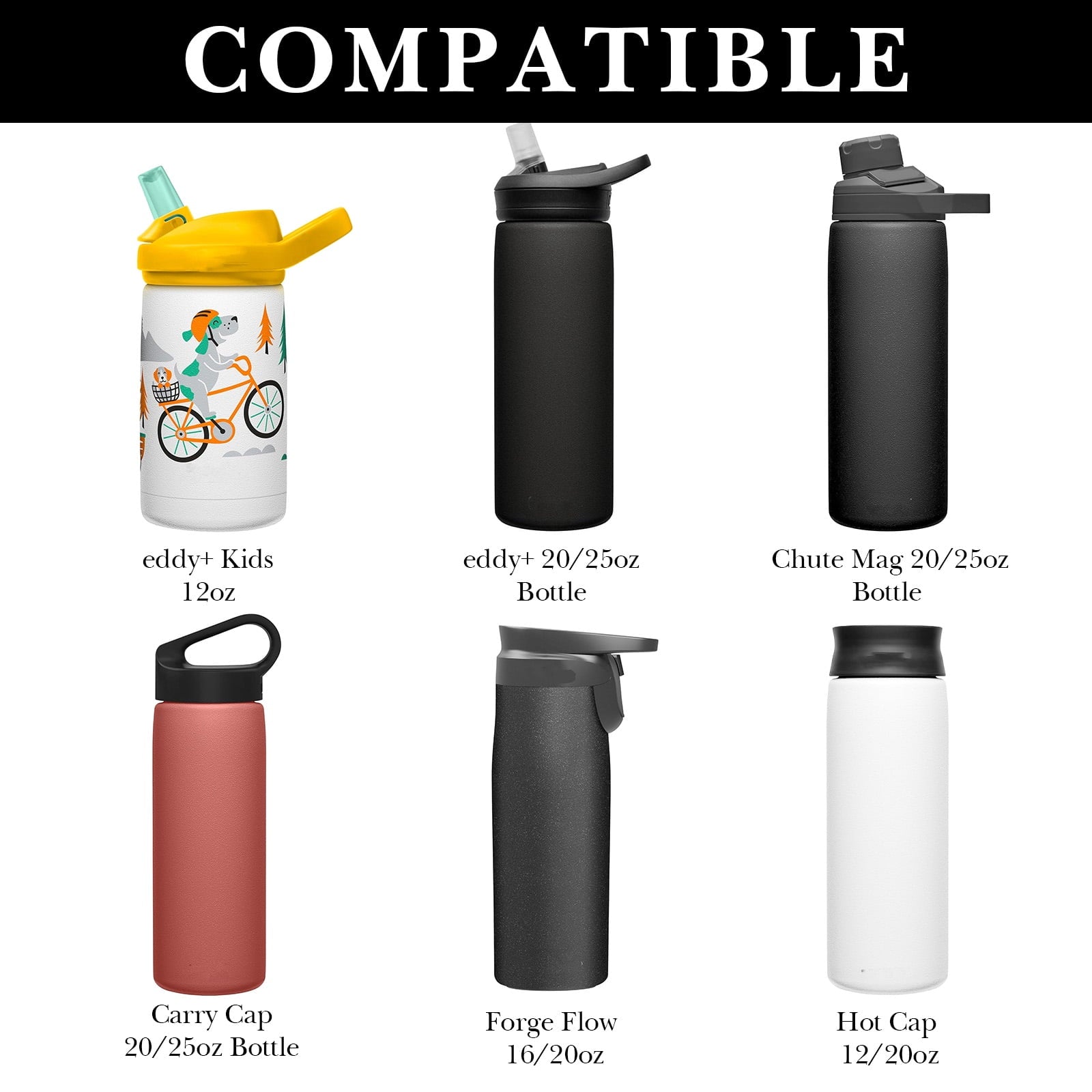 Linkidea 6 Pack Water Bottle Bottom Pad Compatible with CamelBak eddy+ Steel Bottle 20/25oz, Chute Mag Bottle, Silicone Anti-Slip Waterbottle Base Silencer Rubber Protector C391Z