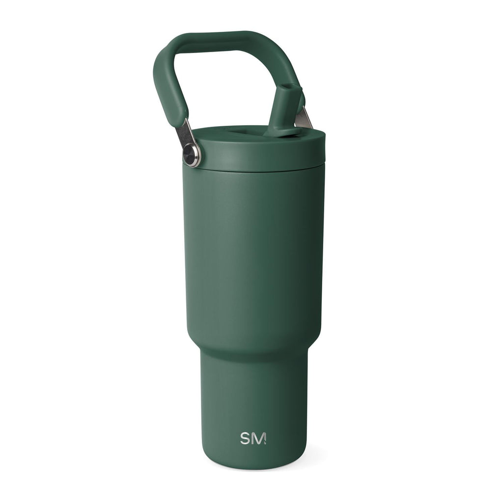 Simple Modern 30 fl oz Insulated Stainless Steel Trek Pivot Tumbler with Straw Lid and Top Handle|Forest C400V