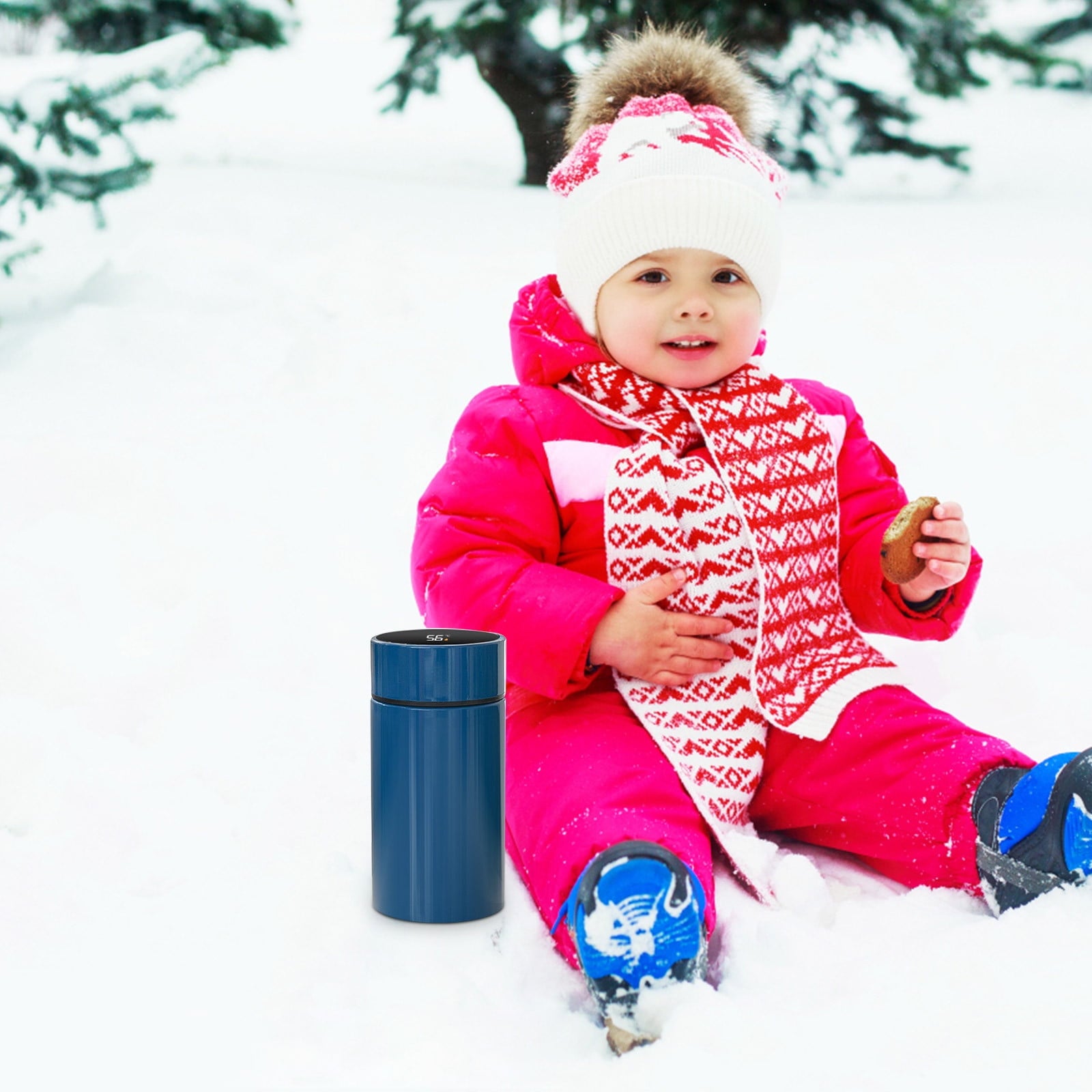 Stainless Steel Insulation Cup Cute Mini Portable Children Student Water Bottle Coffee Travel Mug LED Temperature Display Double Walled Vacuum Long Lasting Insulation C054Q
