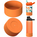 Linkidea 2 Pack Water Bottle Boot Compatible with CamelBak Eddy+20oz/25oz, Chute Mag 20oz/25oz, Carry Cap, Silicone Anti-Slip Bottle Bottom Bumper Protector (Orange) C387F