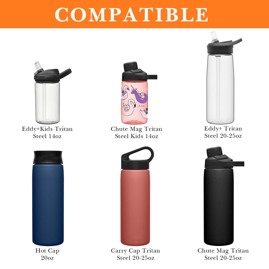 Linkidea 2 Pack Water Bottle Boot Compatible with CamelBak Eddy+20oz/25oz, Chute Mag 20oz/25oz, Carry Cap, Silicone Anti-Slip Bottle Bottom Bumper Protector (Orange) C387F