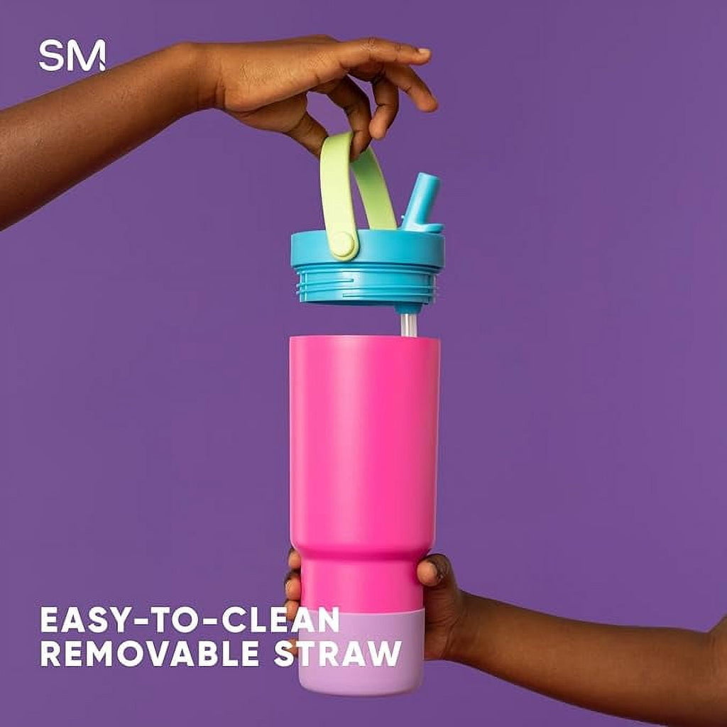 Simple Modern 24 fl oz Insulated Stainless Steel Trek Pivot Tumbler with Straw Lid and Top Handle|Seaside Blue C397E