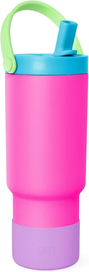 Simple Modern 24 fl oz Insulated Stainless Steel Trek Pivot Tumbler with Straw Lid and Top Handle|Seaside Blue C397E