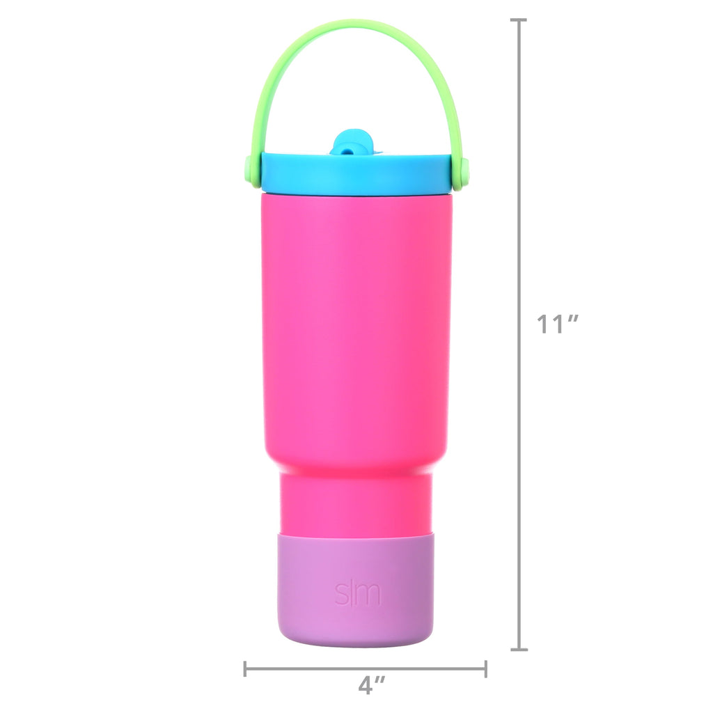 Simple Modern 24 fl oz Insulated Stainless Steel Trek Pivot Tumbler with Straw Lid and Top Handle|Seaside Blue C397E
