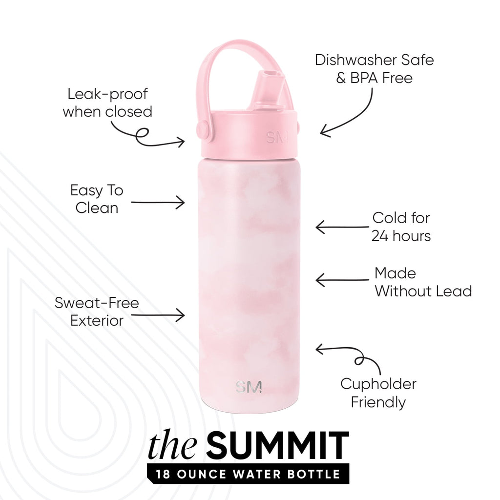 Simple Modern 18 fl oz Insulated Stainless Steel Summit Wide Mouth Water Bottle with Handle and Straw Lid|Black and White Checkmate C398L