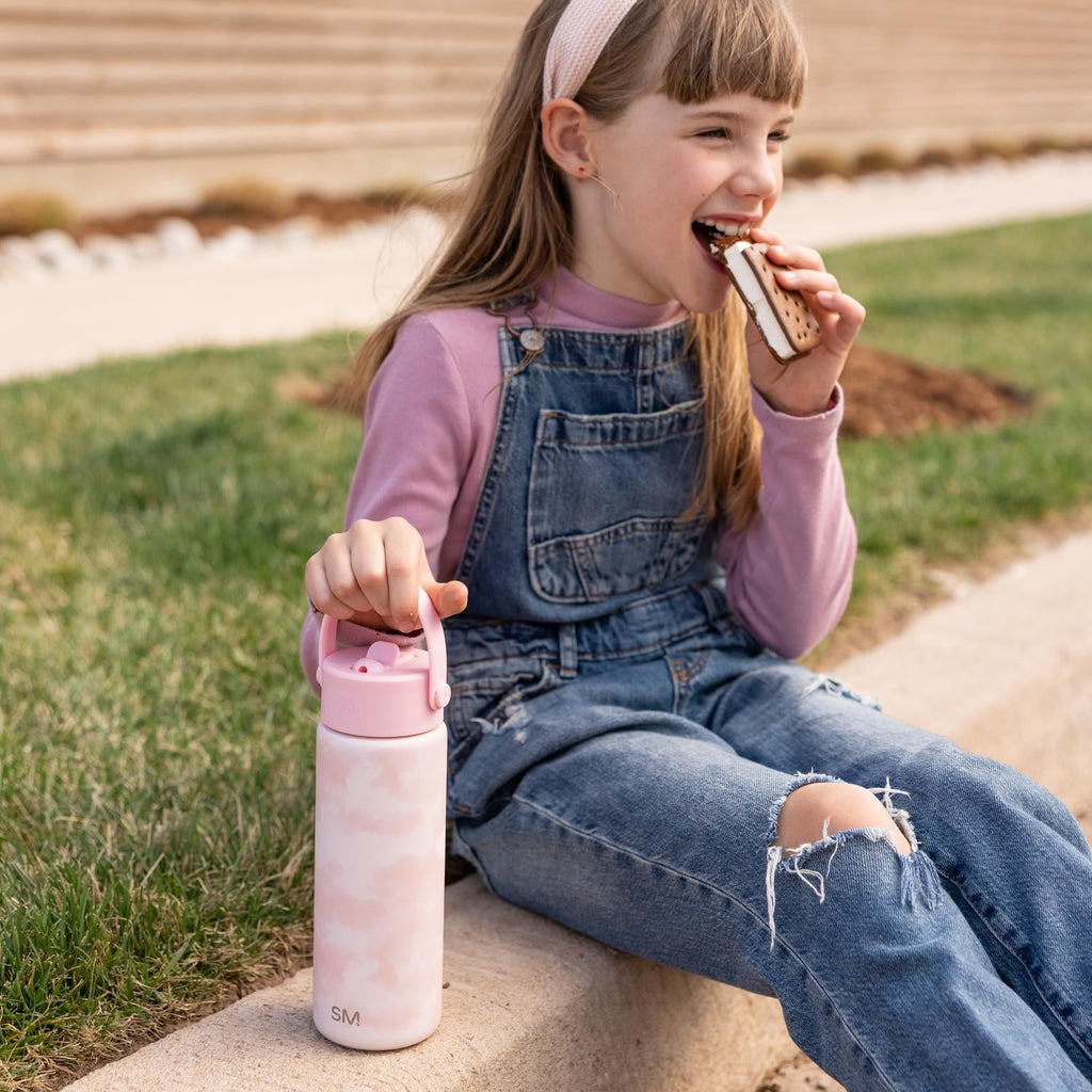 Simple Modern 18 fl oz Insulated Stainless Steel Summit Wide Mouth Water Bottle with Handle and Straw Lid|Black and White Checkmate C398L