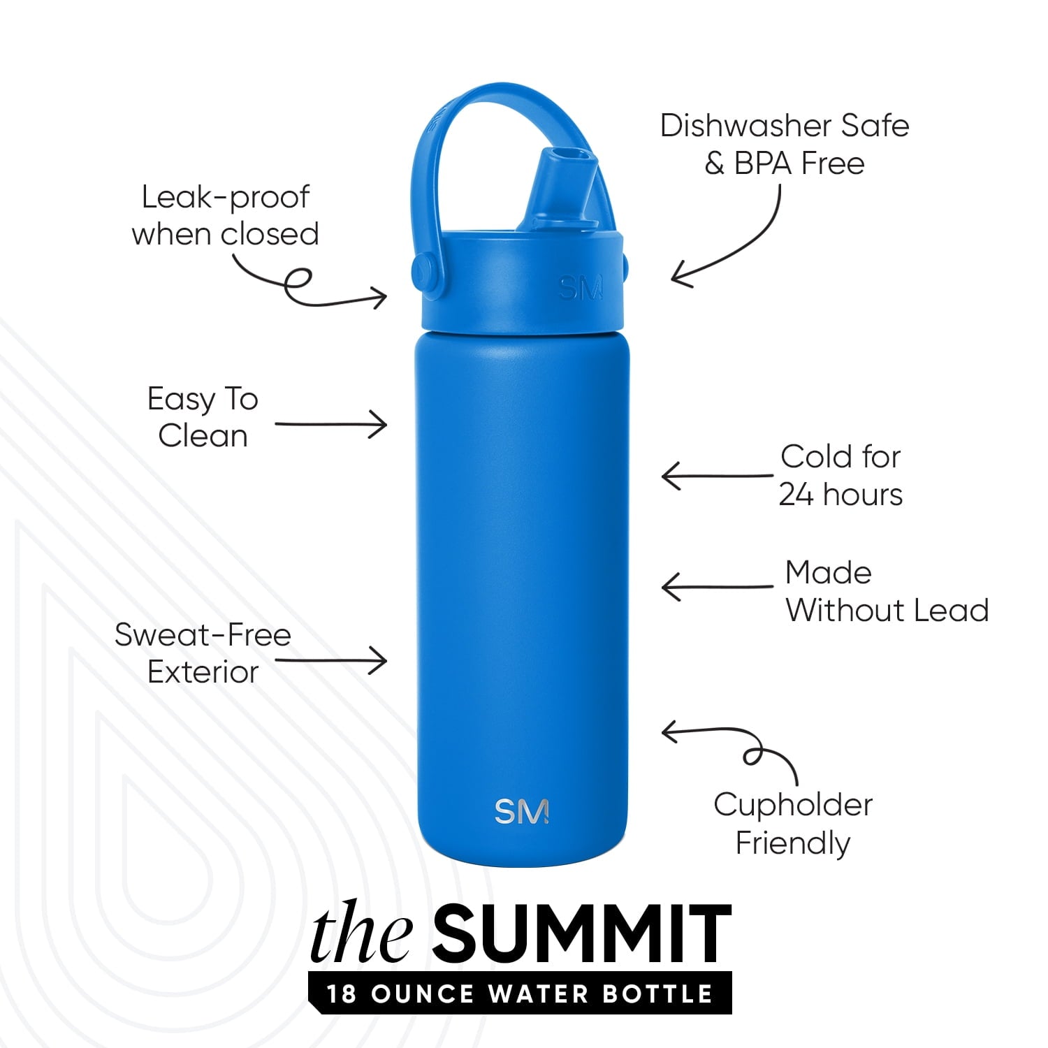 Simple Modern 18 fl oz Insulated Stainless Steel Summit Wide Mouth Water Bottle with Handle and Straw Lid|Black and White Checkmate C398L