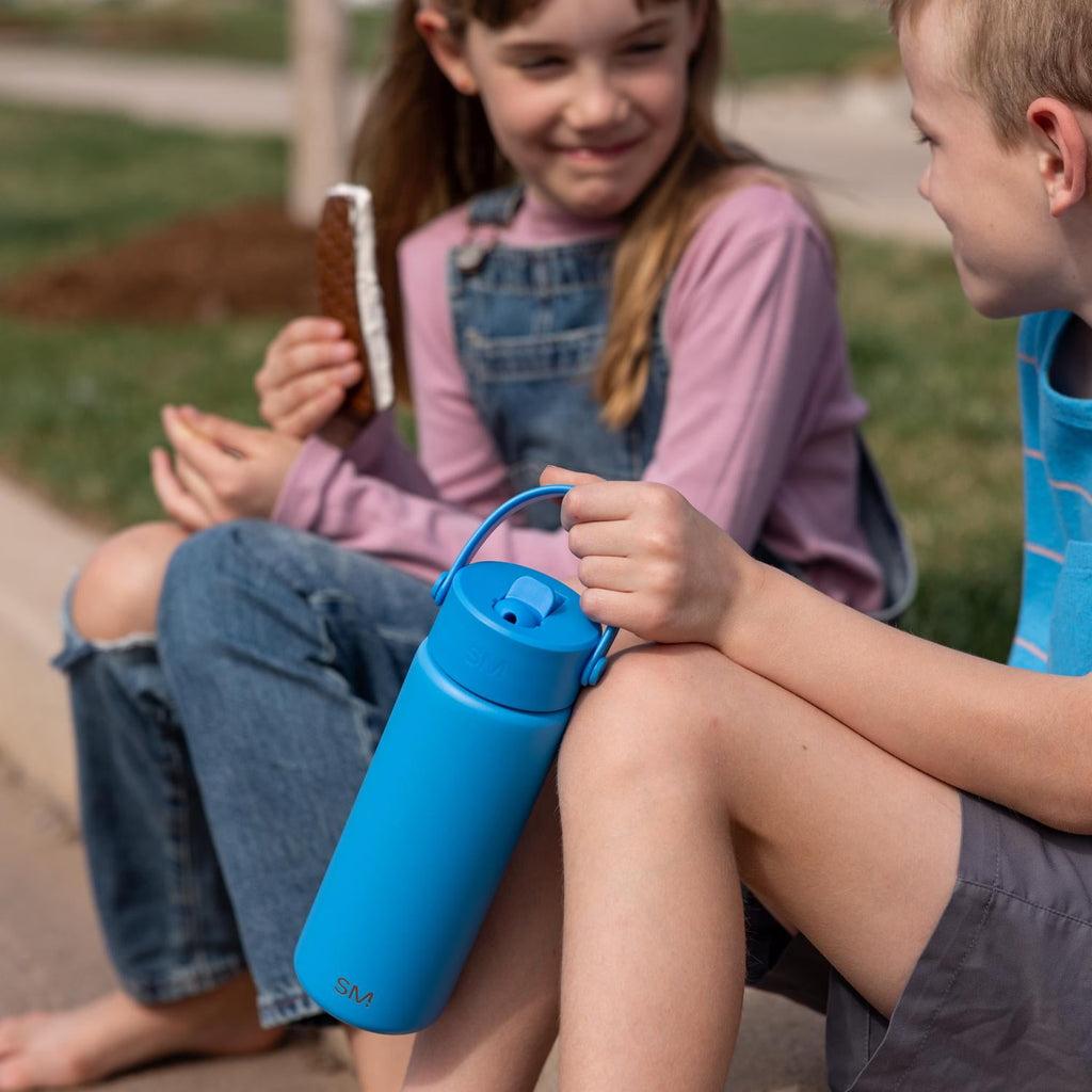 Simple Modern 18 fl oz Insulated Stainless Steel Summit Wide Mouth Water Bottle with Handle and Straw Lid|Black and White Checkmate C398L