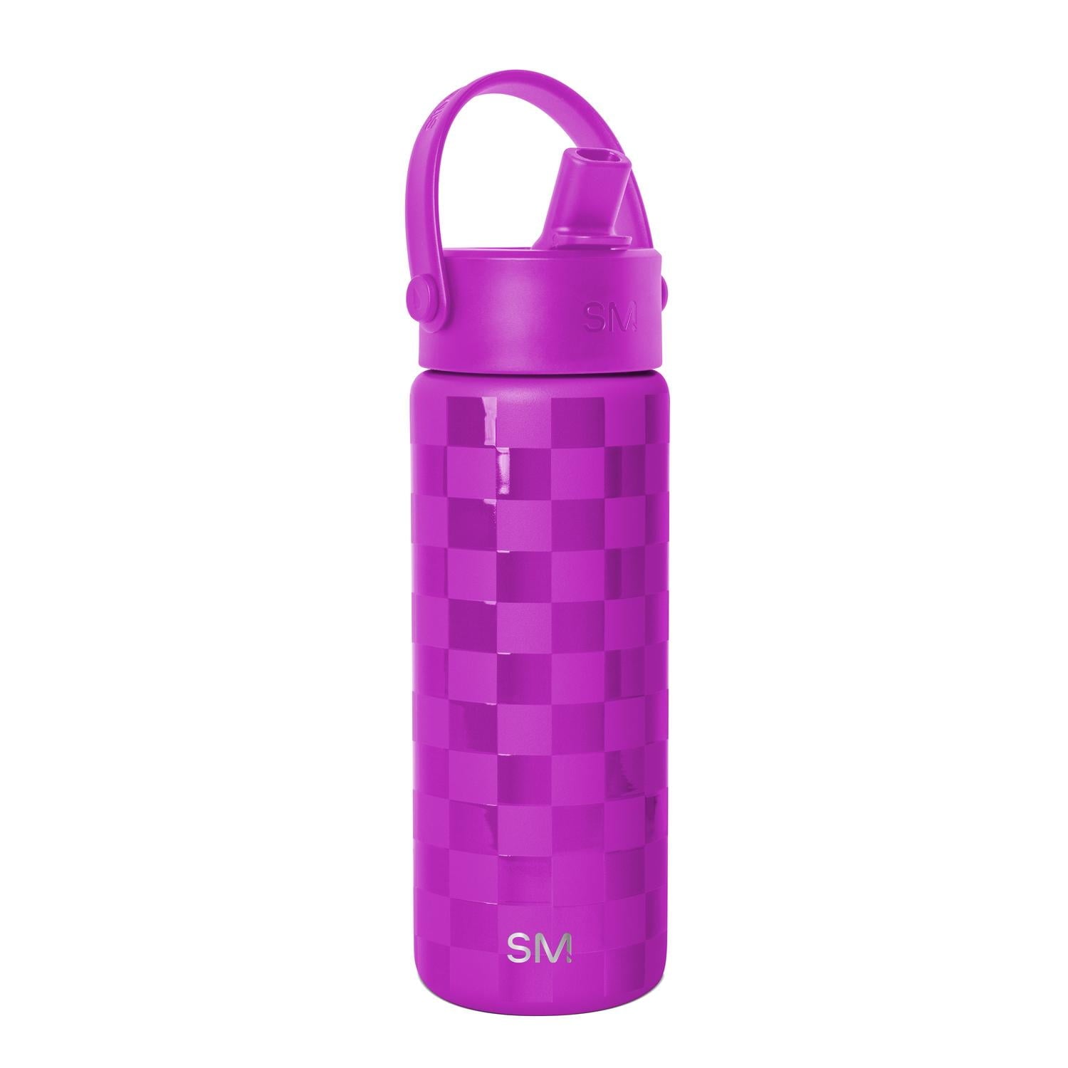 Simple Modern 18 fl oz Insulated Stainless Steel Summit Wide Mouth Water Bottle with Handle and Straw Lid|Black and White Checkmate C398L