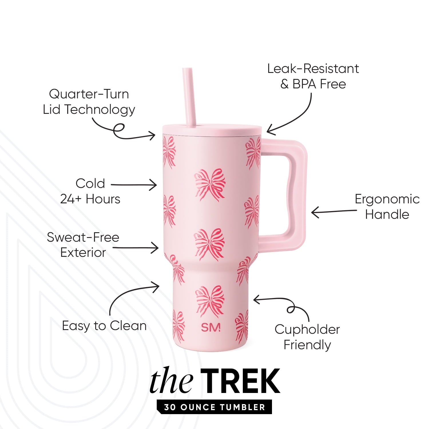 Simple Modern 30 fl oz Insulated Stainless Steel Trek Tumbler with Straw Lid | Seaglass Sage and Cream Checkmate C690P