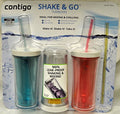 Contigo Shake &amp; Go Plastic Tumblers - Set of 3 (Pink Blue &amp; Clear) C121A