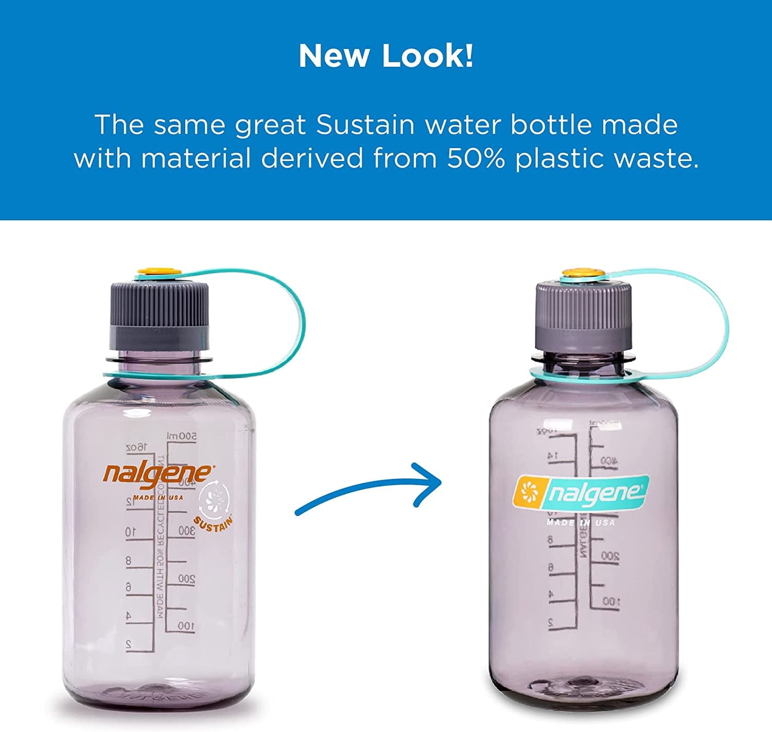 Nalgene Sustain 16 oz. Narrow Mouth Water Bottle - Cornflower Blue C141W