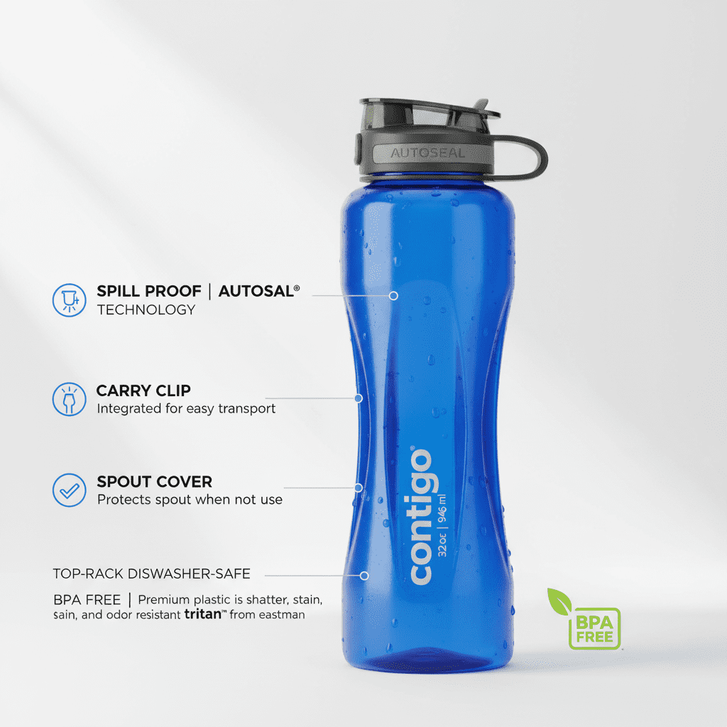 Contigo 32oz AutoSeal Fit Water Bottle 2-Pack Sangria Juniper New Damaged Box C074B