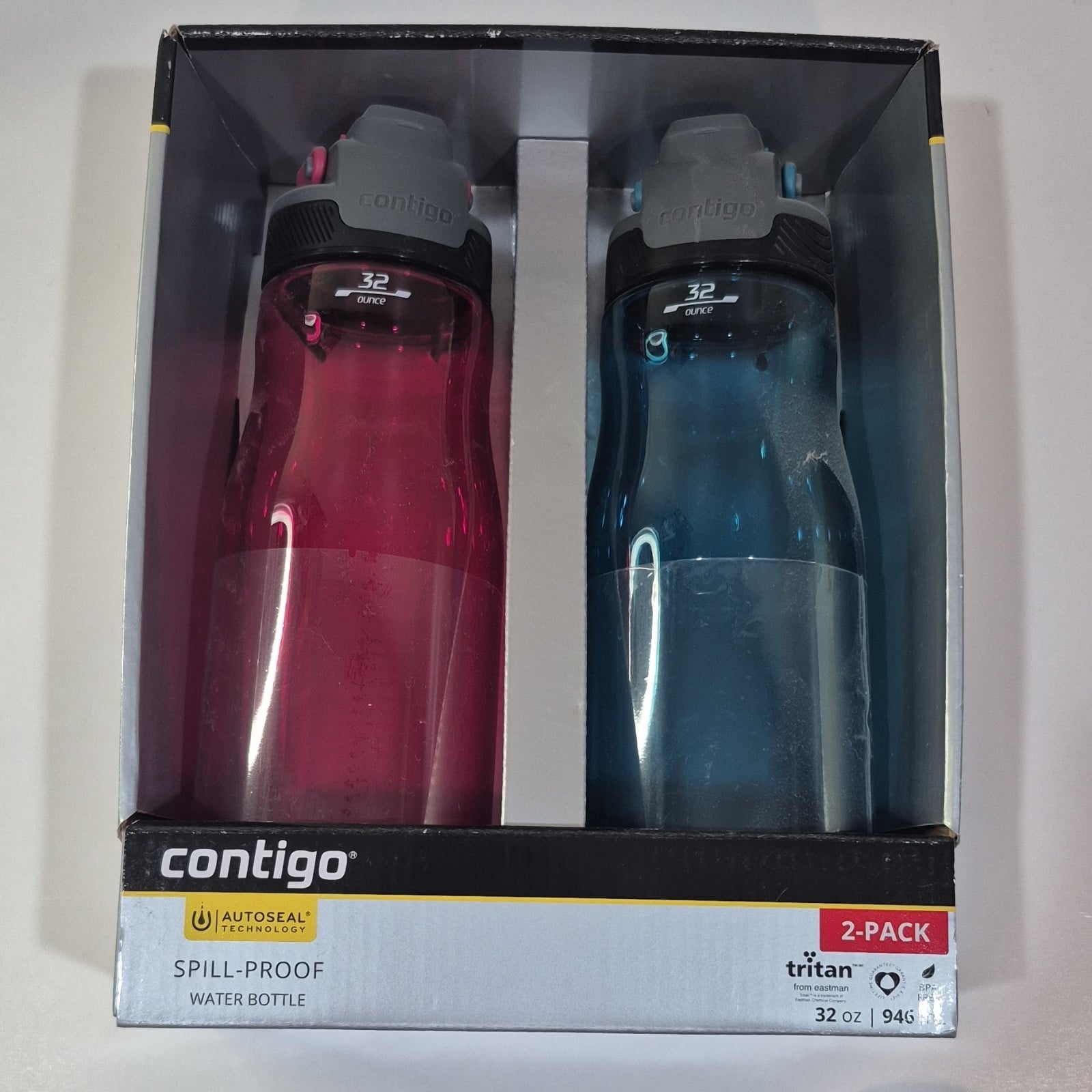 Contigo 32oz AutoSeal Fit Water Bottle 2-Pack Sangria Juniper New Damaged Box C074B