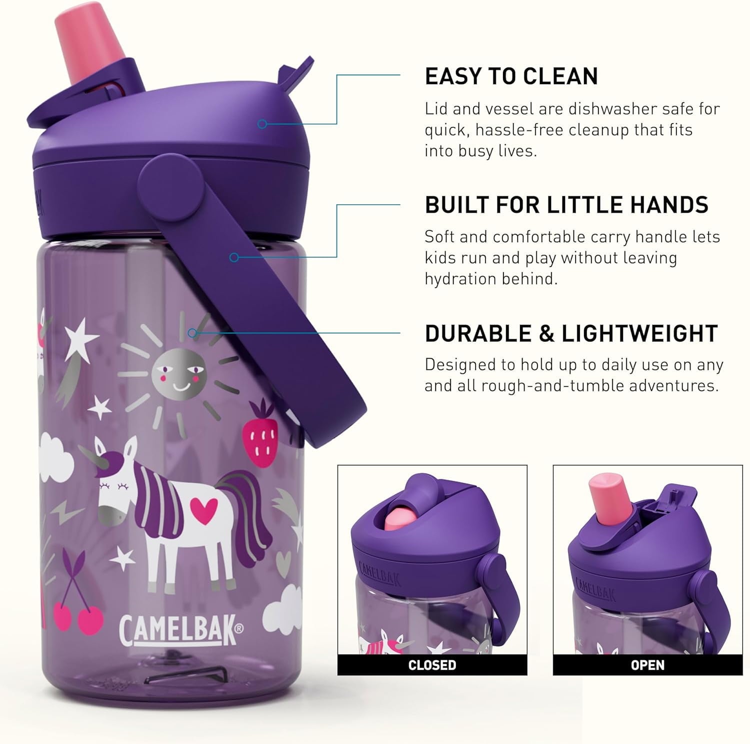 Camelbak Thrive™ Flip Straw Kids 14oz Bottle, Unicorn Party C379Q