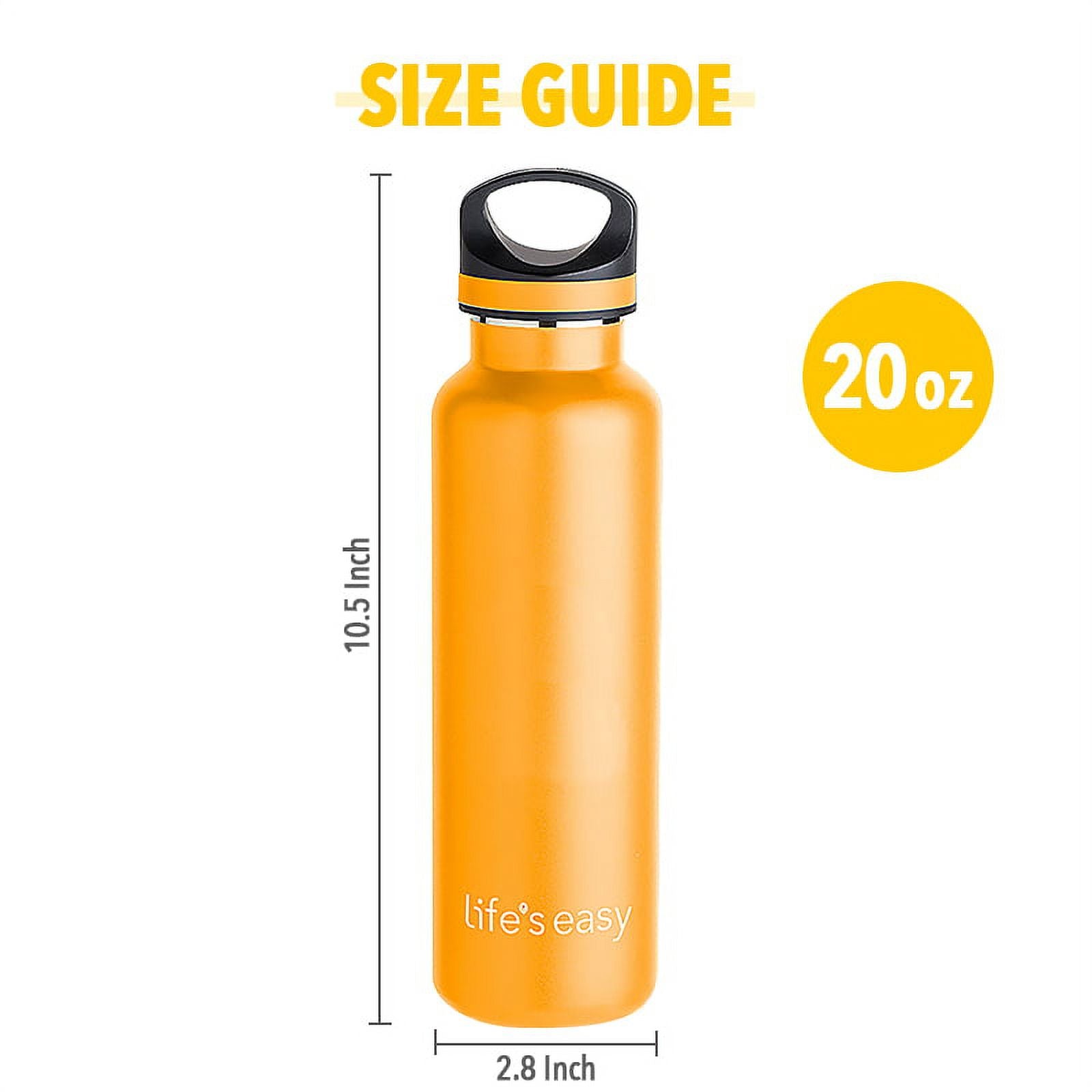 LIFE'S EASY 20 oz. Sports Insulated Water Bottle with Lid. Stainless Steel Vacuum Double Wall Thermo for Modern Hot and Cold Drinks, Simple Metal Hydro Canteen for Travel Men and Women (White) C417X