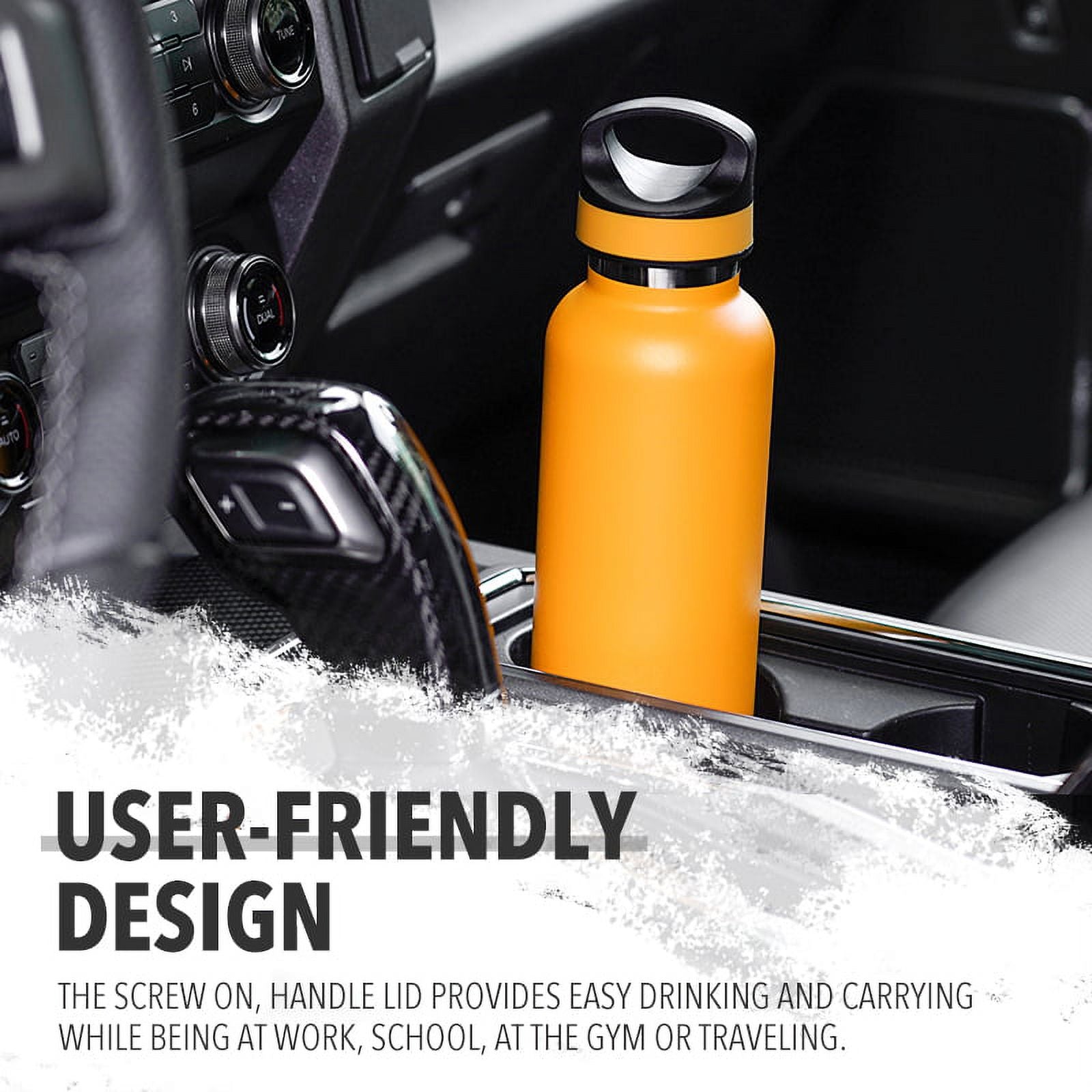 LIFE'S EASY 20 oz. Sports Insulated Water Bottle with Lid. Stainless Steel Vacuum Double Wall Thermo for Modern Hot and Cold Drinks, Simple Metal Hydro Canteen for Travel Men and Women (White) C417X