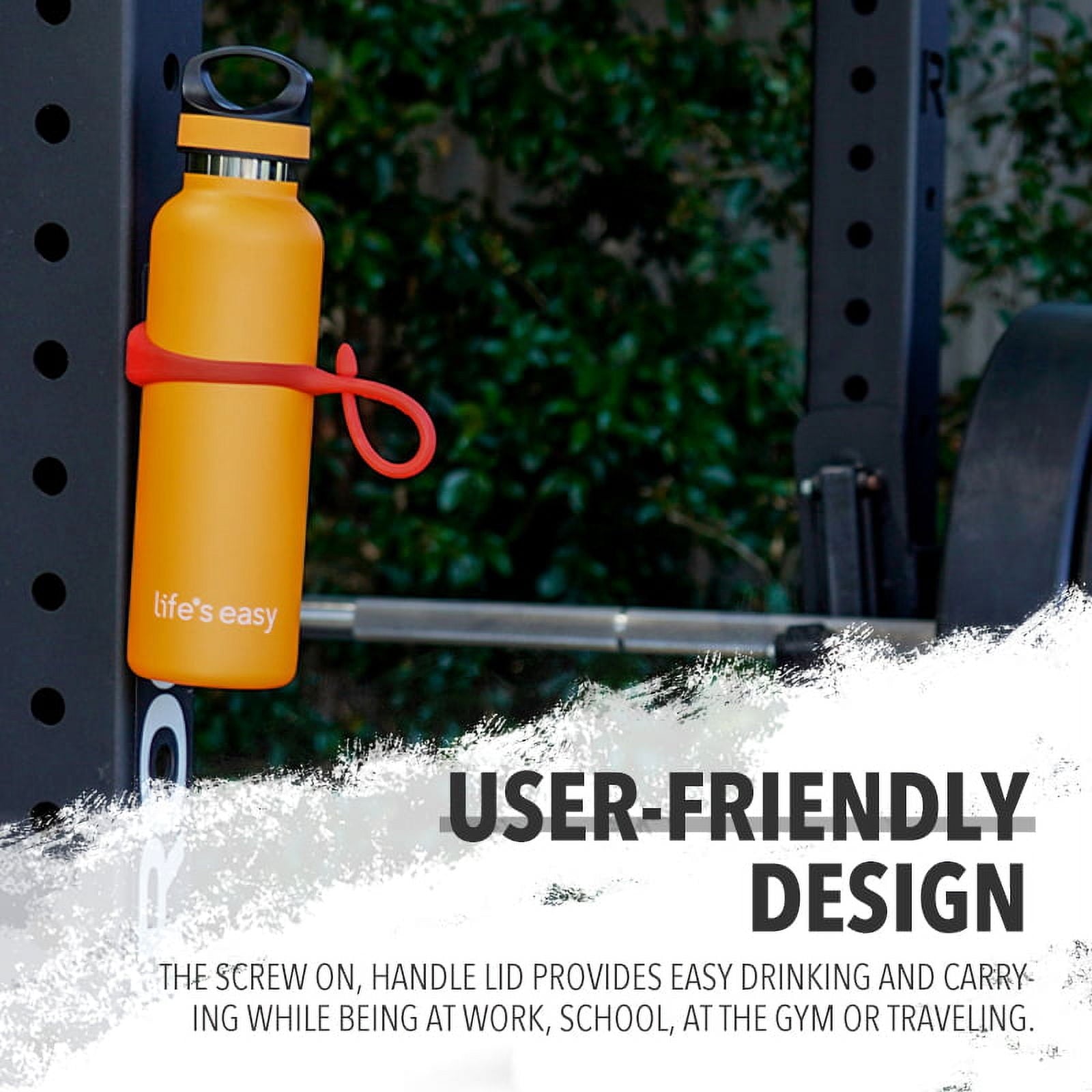 LIFE'S EASY 20 oz. Sports Insulated Water Bottle with Lid. Stainless Steel Vacuum Double Wall Thermo for Modern Hot and Cold Drinks, Simple Metal Hydro Canteen for Travel Men and Women (White) C417X