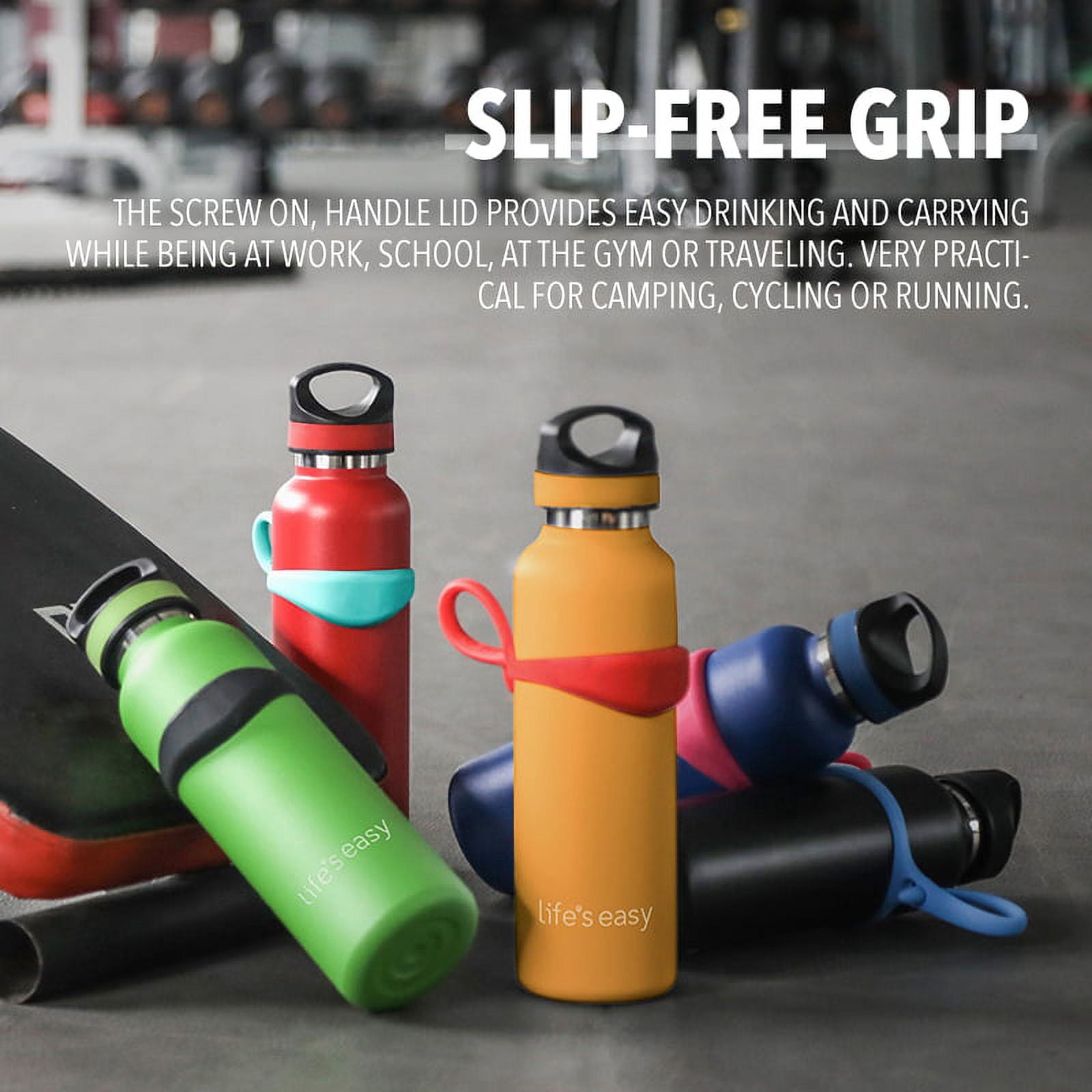LIFE'S EASY 20 oz. Sports Insulated Water Bottle with Lid. Stainless Steel Vacuum Double Wall Thermo for Modern Hot and Cold Drinks, Simple Metal Hydro Canteen for Travel Men and Women (White) C417X